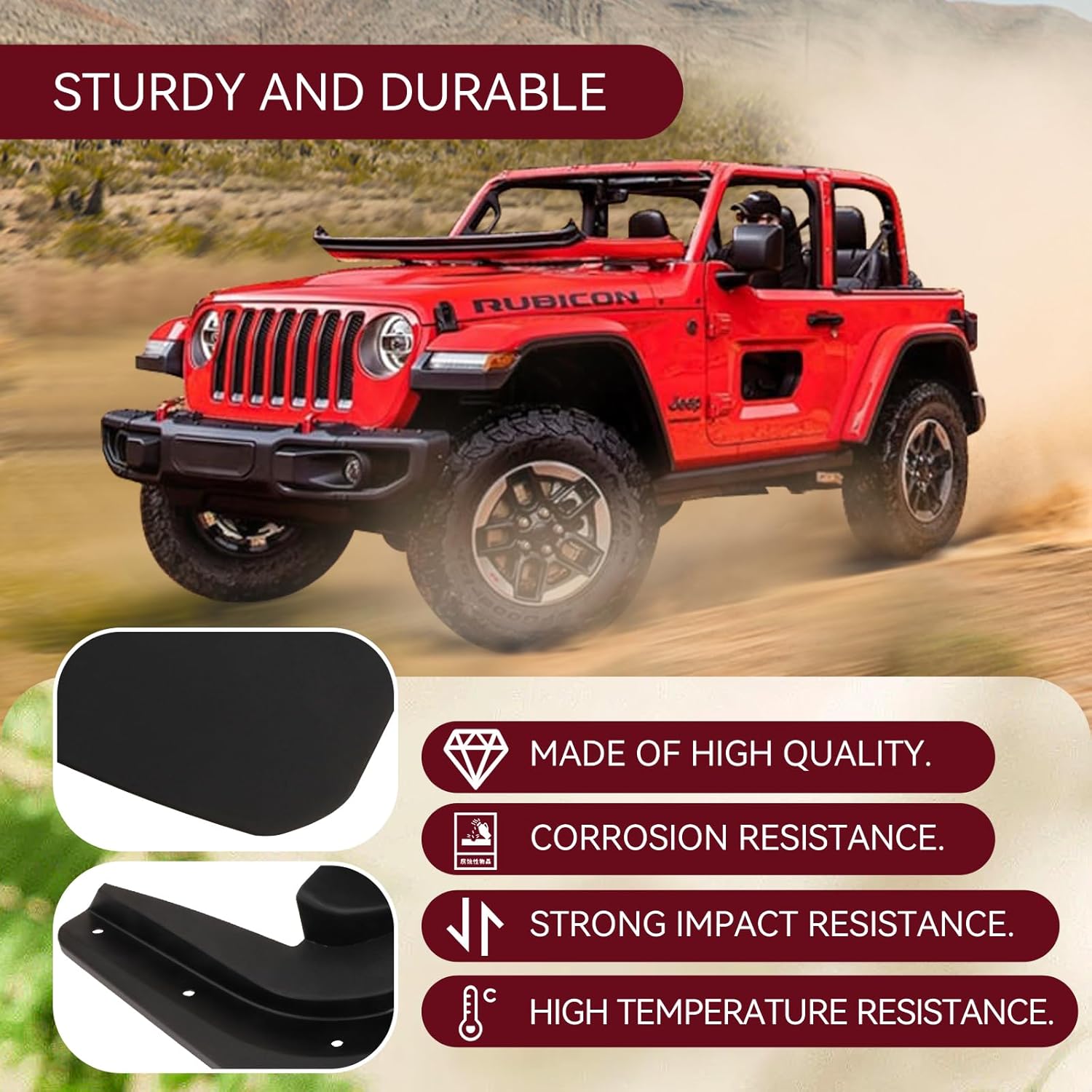 MITZONE Guardabarros de protección contra salpicaduras compatibles con Jeep Wrangler JL JLU 2018-2022, juego de 4 piezas delanteras y traseras