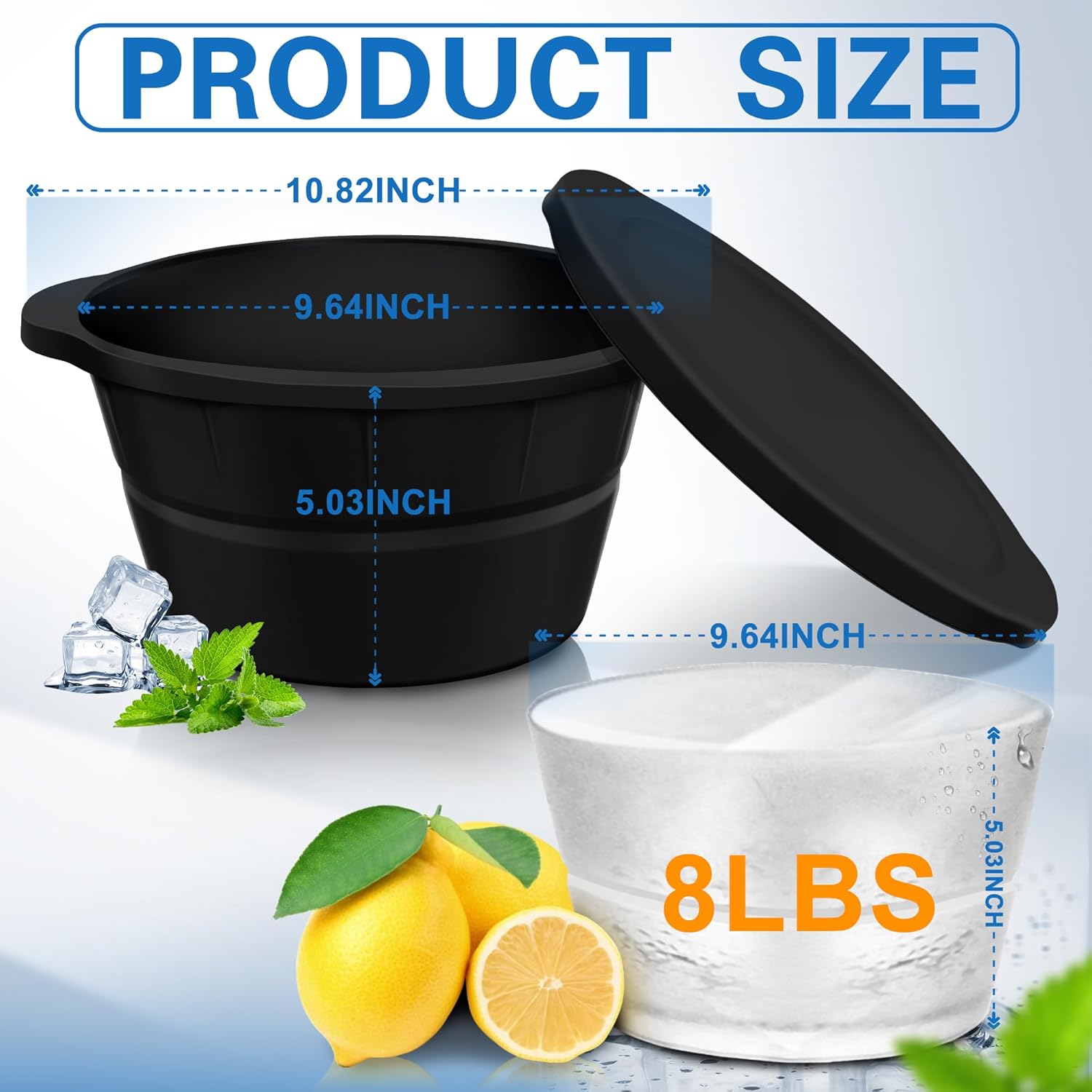 YUBIRD Molde de bloque de hielo extra grande, moldes de silicona para cubitos de hielo con tapa para enfriador de baño de hielo, cubo de hielo