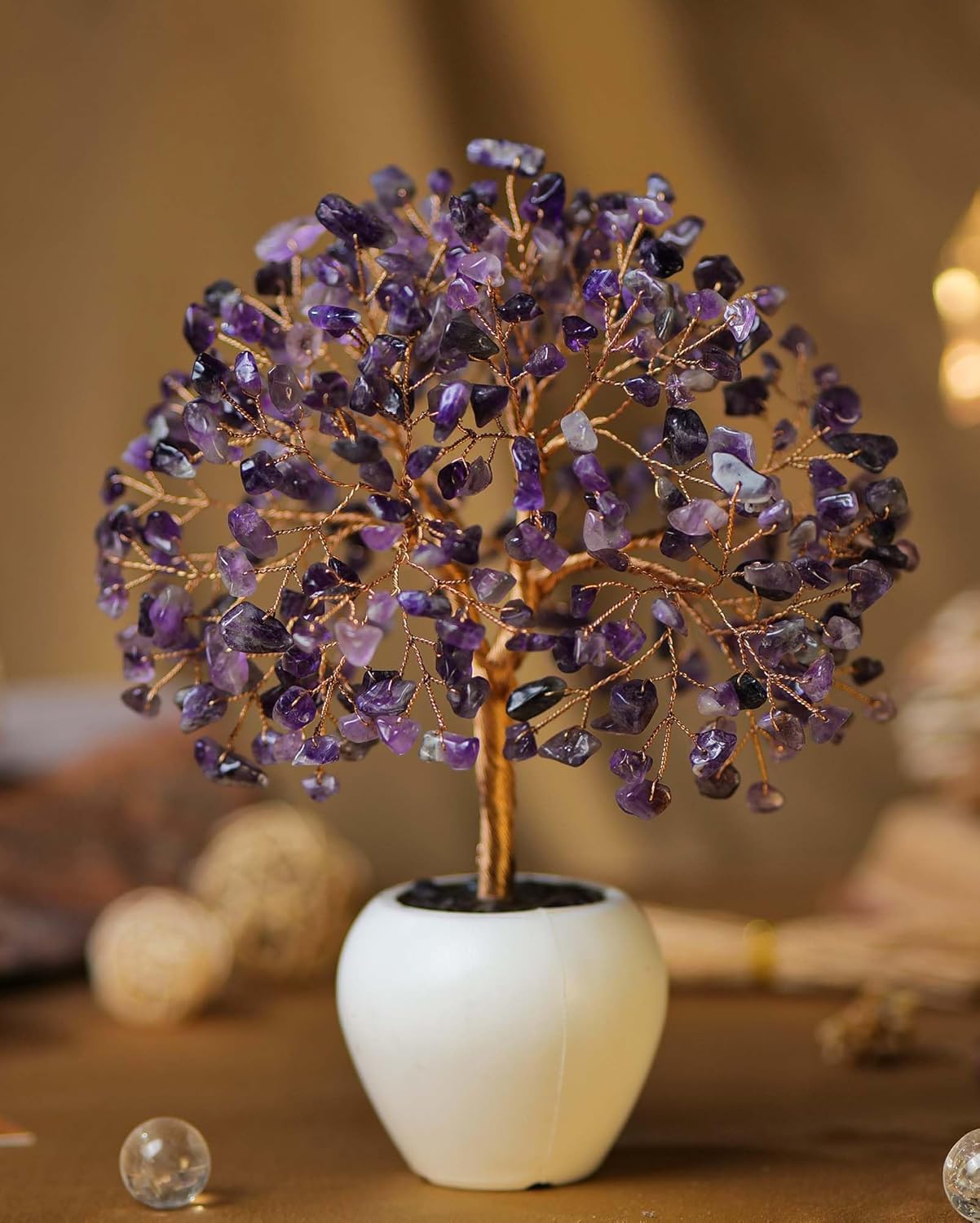 YUVDIPR Árbol de cristal de amatista, cristales espirituales, decoración de meditación, cristales para la suerte, regalos de energía positiva,