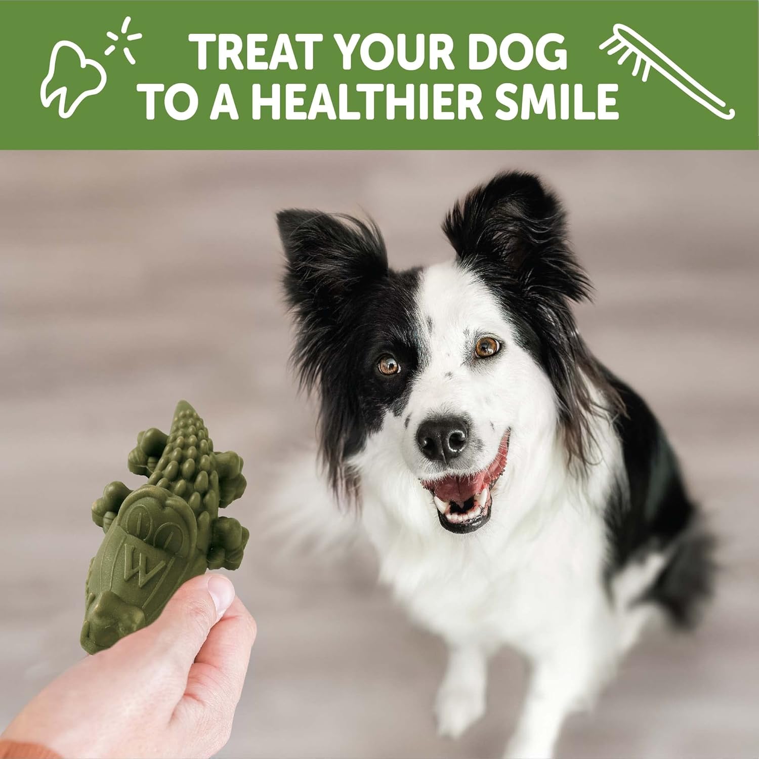 WHIMZEES by Wellness Alligator – Masticables dentales naturales para perros, golosinas de larga duración, sin granos, refresca el aliento, raza