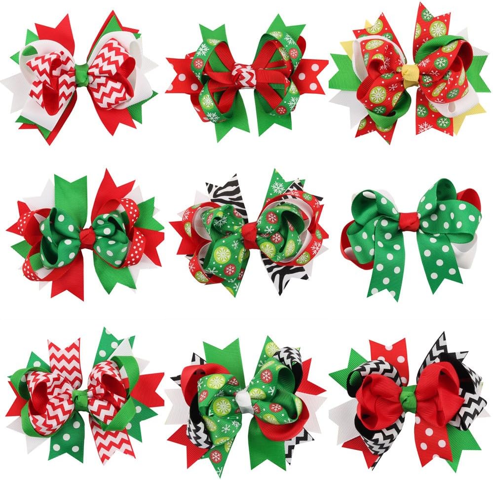 Himine 9pcs Halloween Navidad dibujos animados bowknot horquilla accesorios para niñas