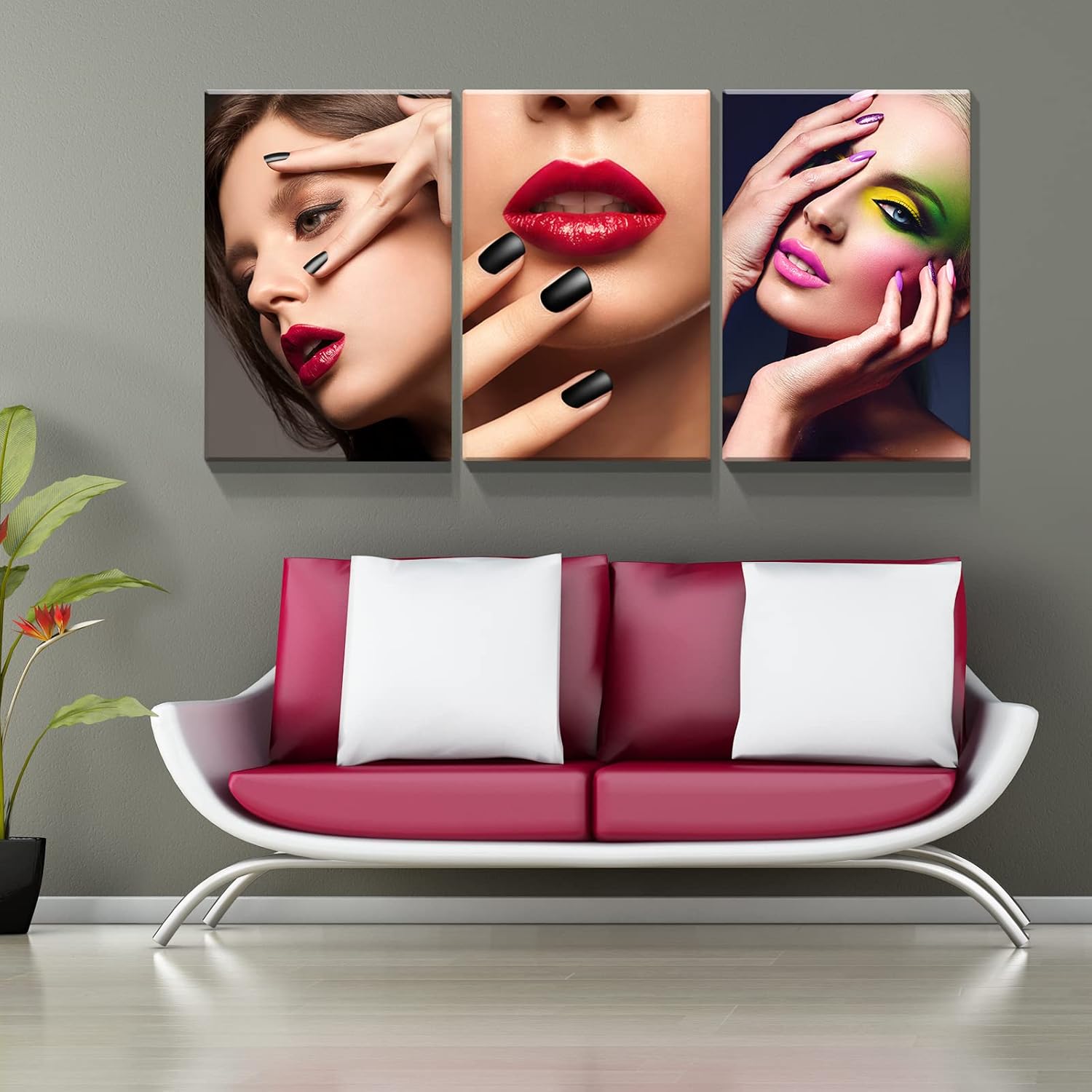 Denozer – Decoración de pared para sala de uñas de salón, lienzo, arte de pared, decoración de cuadros, marco de pintura, póster, manicura,