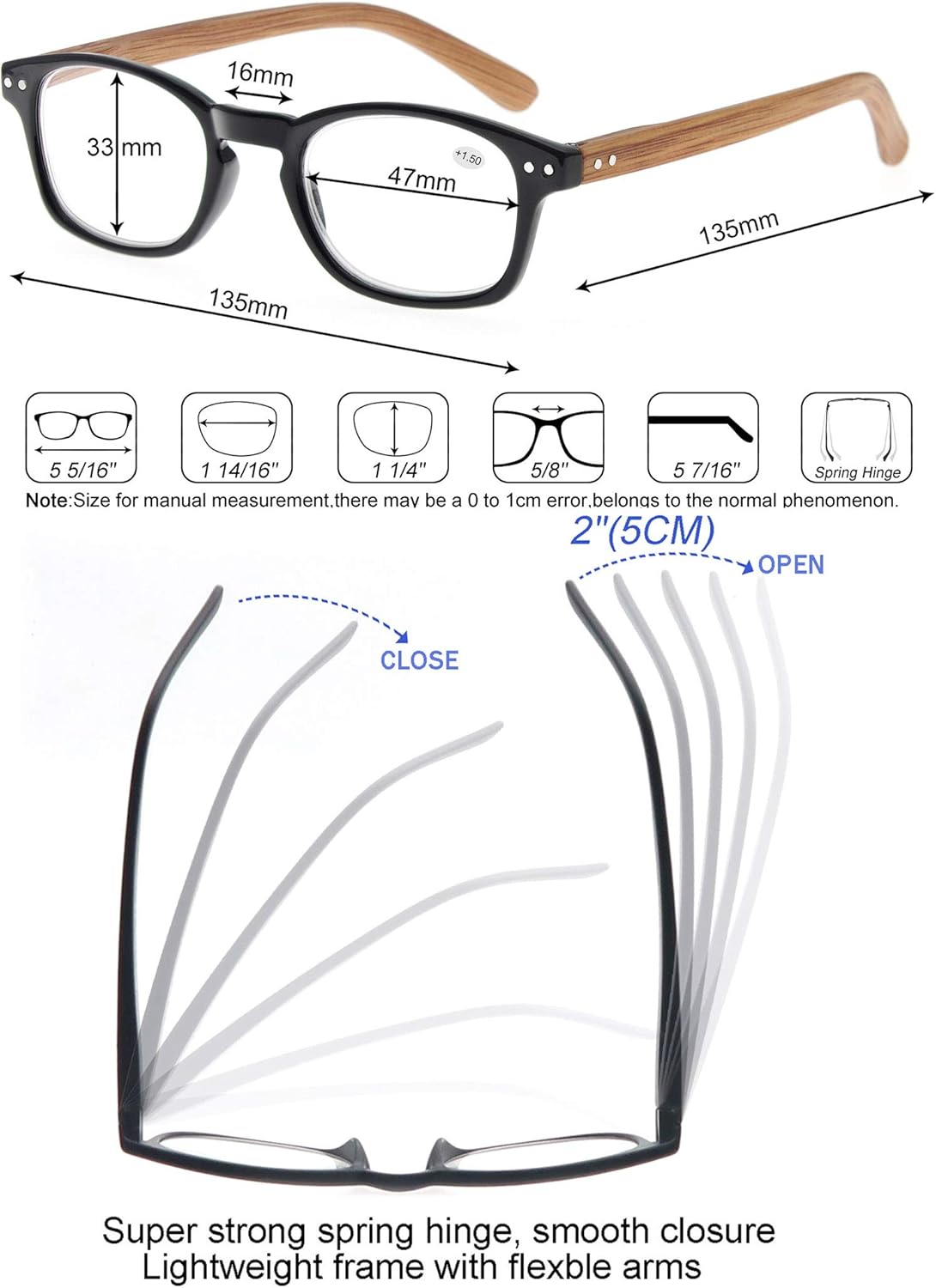 MODFANS Paquete de 4 lentes de lectura con bisagras de resorte de aspecto de madera para hombres y mujeres