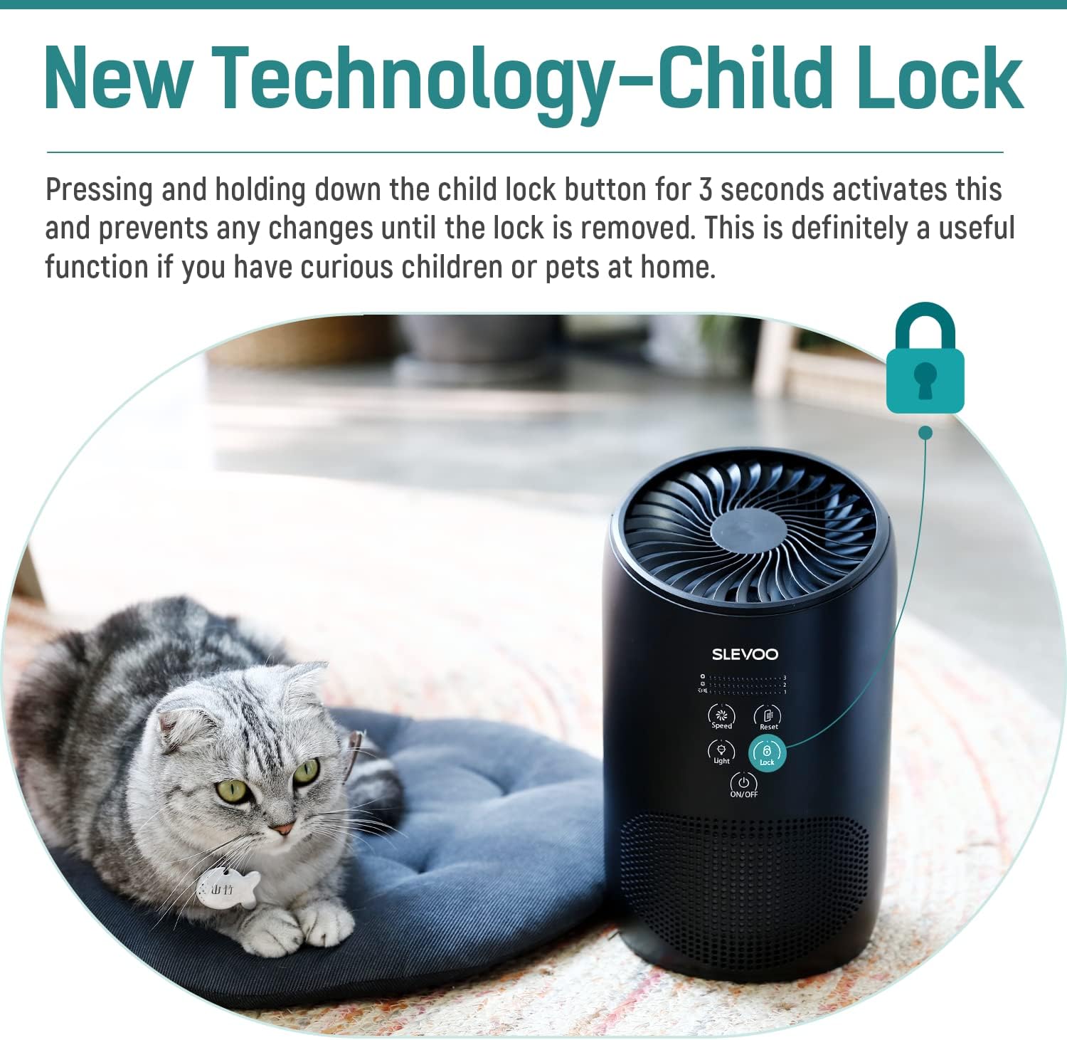 Slevoo Purificadores de aire para dormitorio de mascotas en el hogar, purificador de aire H13 True HEPA 2023 con esponja de fragancia, limpia