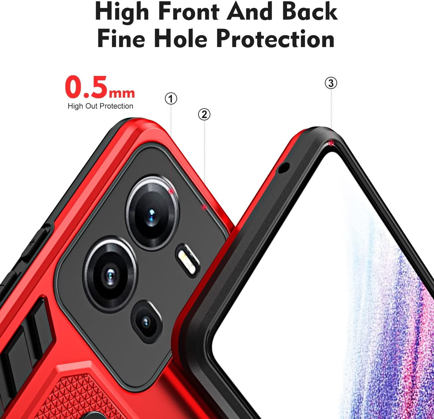 Funda compatible con Vivo V25 5GV25E, compatible con Vivo V25 5GV25E, carcasa resistente de absorción de golpes, funda protectora de cuerpo completo