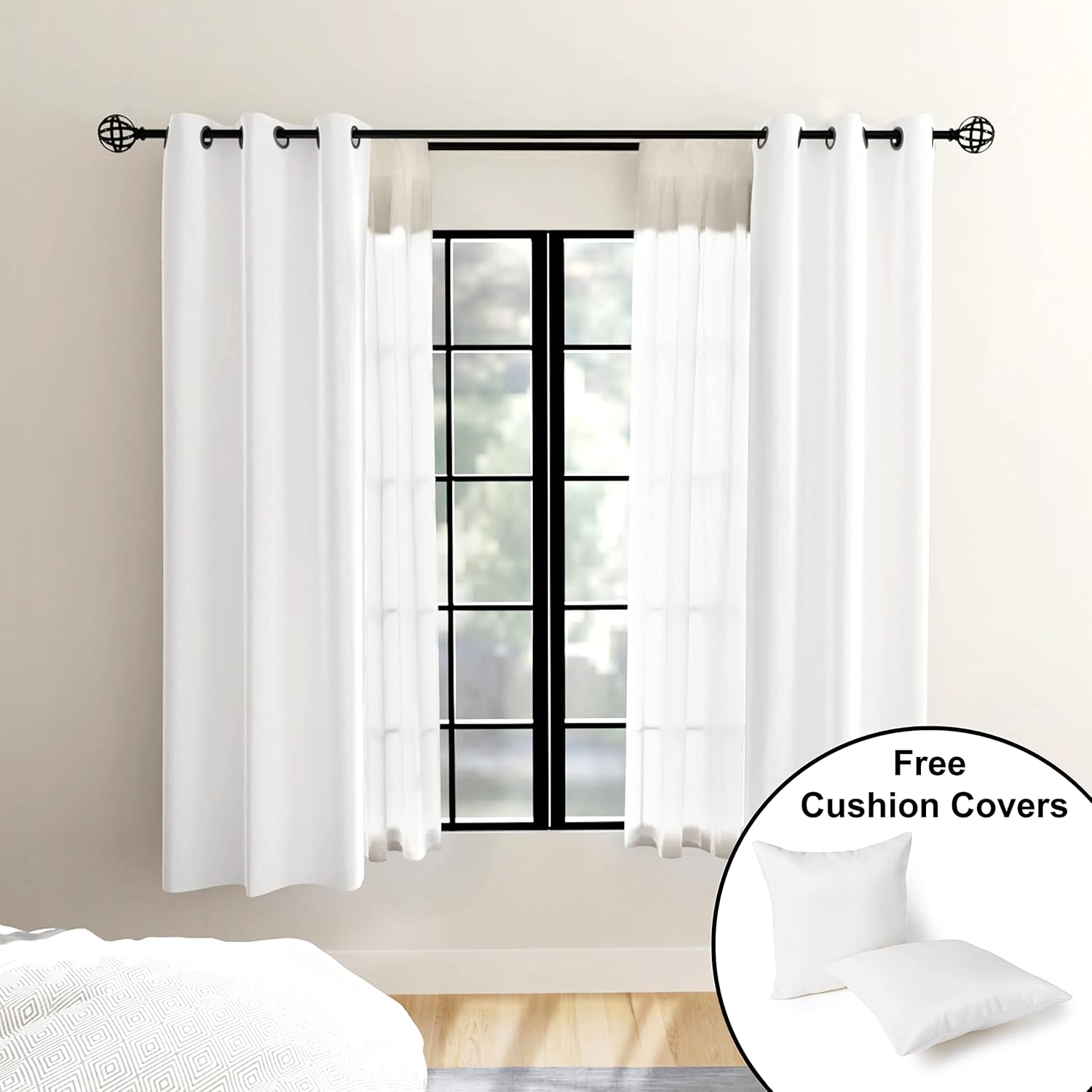 Encasa – Cortinas térmicas opacas para ventana con 2 fundas de almohada, cortinas de oscurecimiento de habitación con ojales para dormitorio y sala