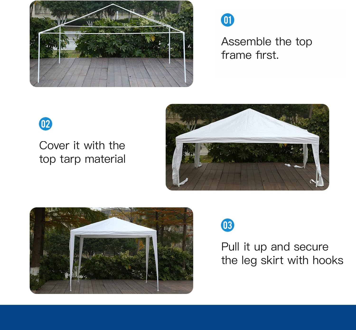 Toldo impermeable para exteriores, 10 x 10 pies, carpa para fiesta, boda, carpa para bodas, color blanco