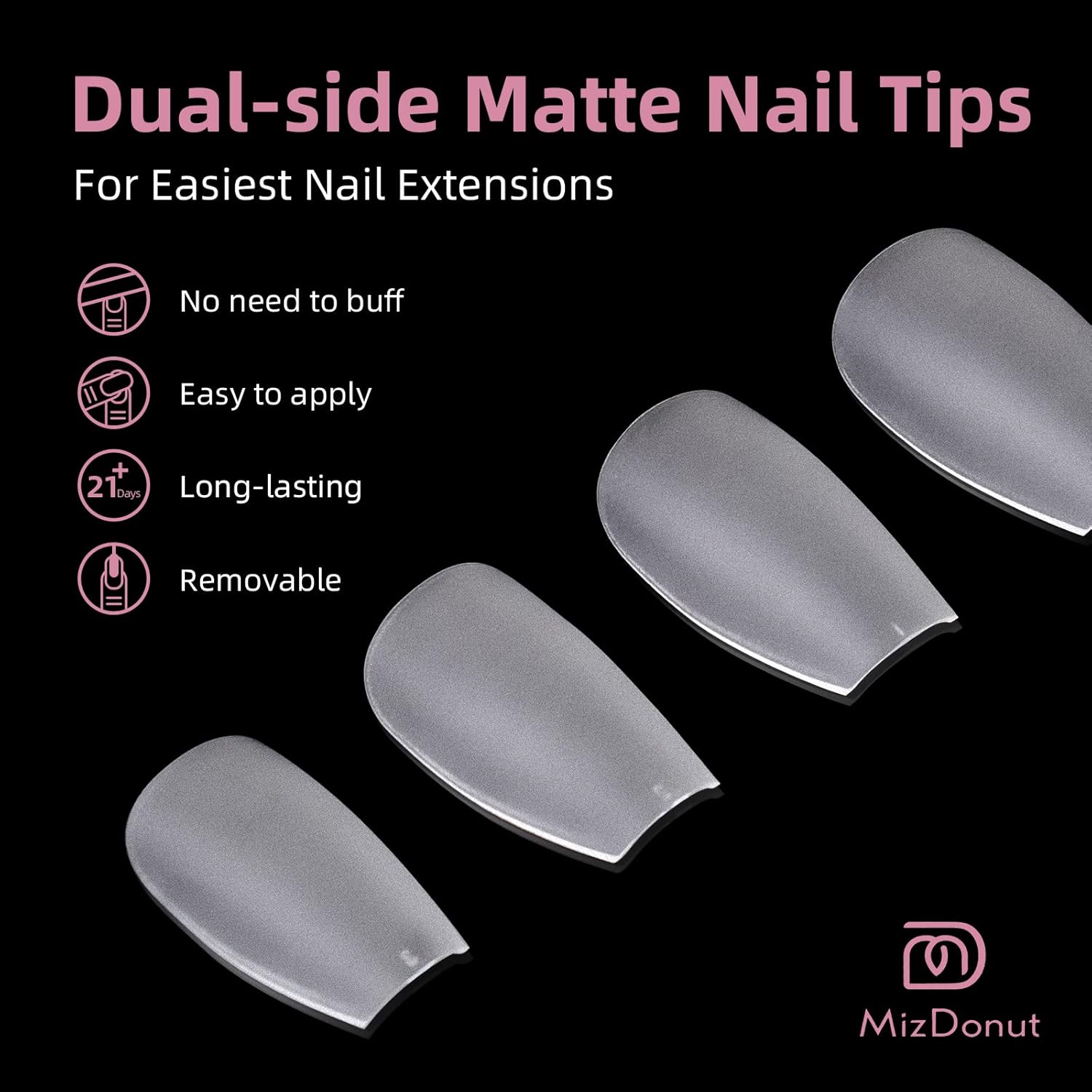 Puntas de gel para uñas suaves, 15 tamaños, 300 piezas preformadas totalmente mate, no necesita limar, extensiones de uñas fáciles de remojar, uñas