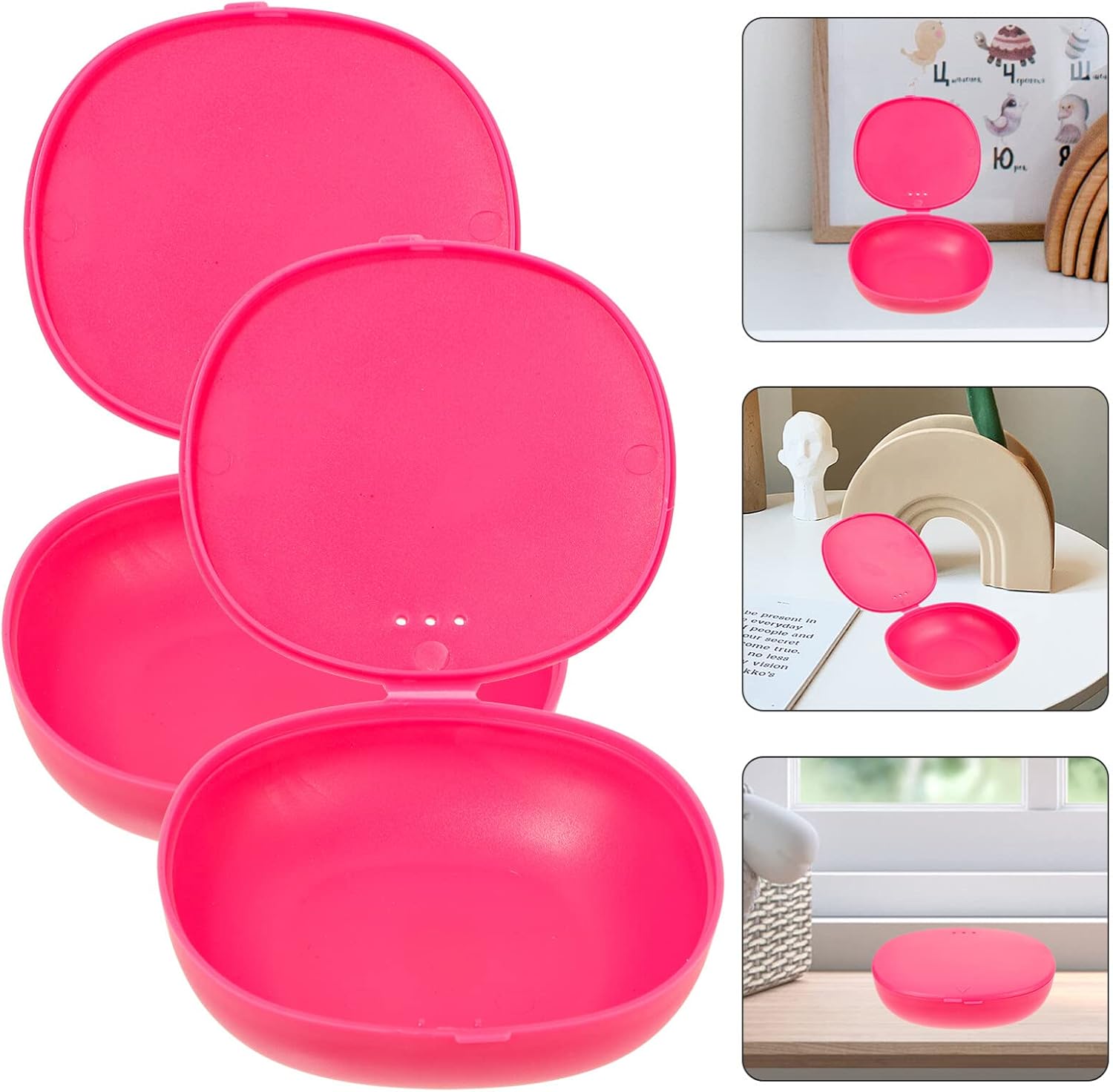 Healvian Caja de almacenamiento de vasos menstruales, 4 unidades, soporte portátil de silicona, estuche de copa de período, limpiador de disco