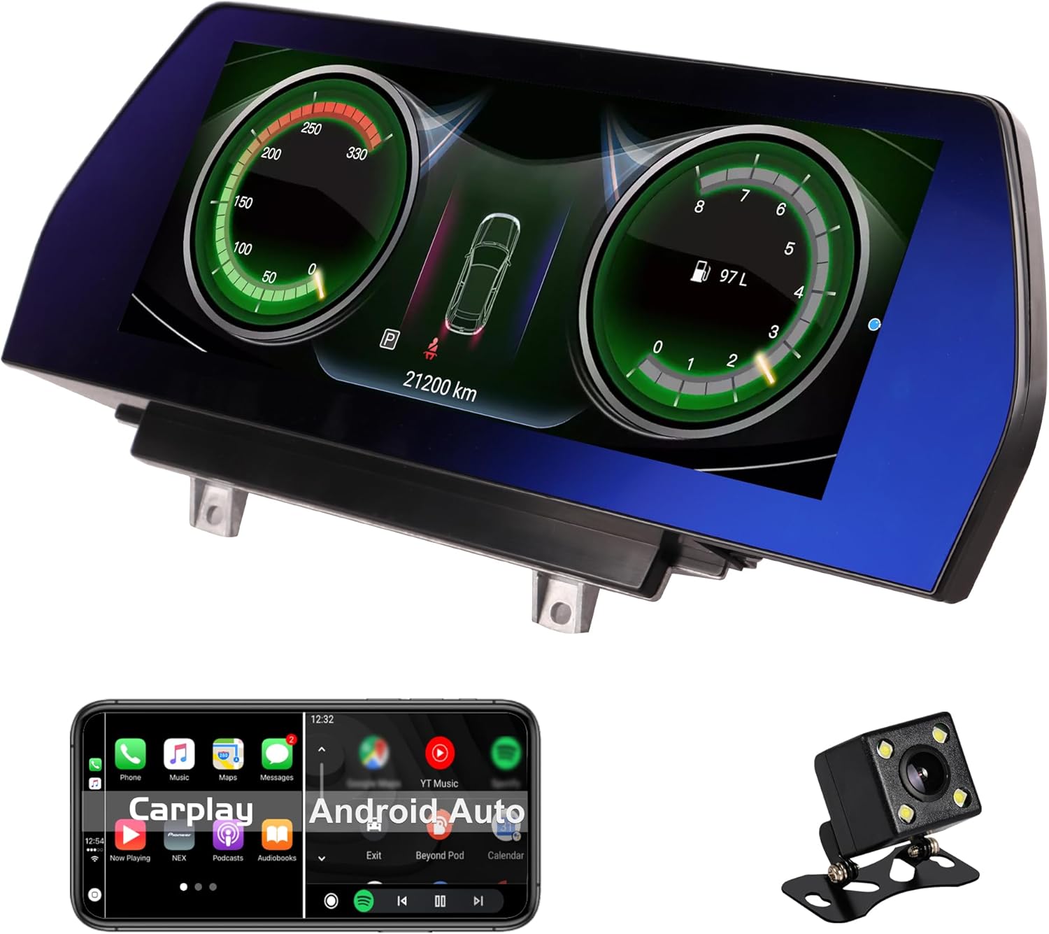 Navegador GPS del coche de 12.3 pulgadas para BMW 3 Serie 4 Serie F30 F31 F32 F33 F34 F36 Android 12 Blu-ray pantalla táctil CarPlay (sistema NBT,