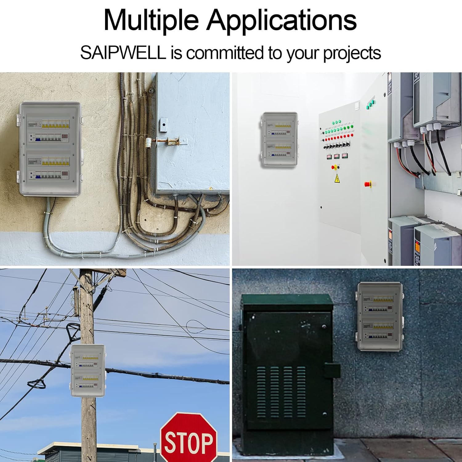 Caja de conexiones ABS plástico IP67 impermeable cajas eléctricas a prueba de polvo recinto eléctrico universal con soporte de pared para proyecto