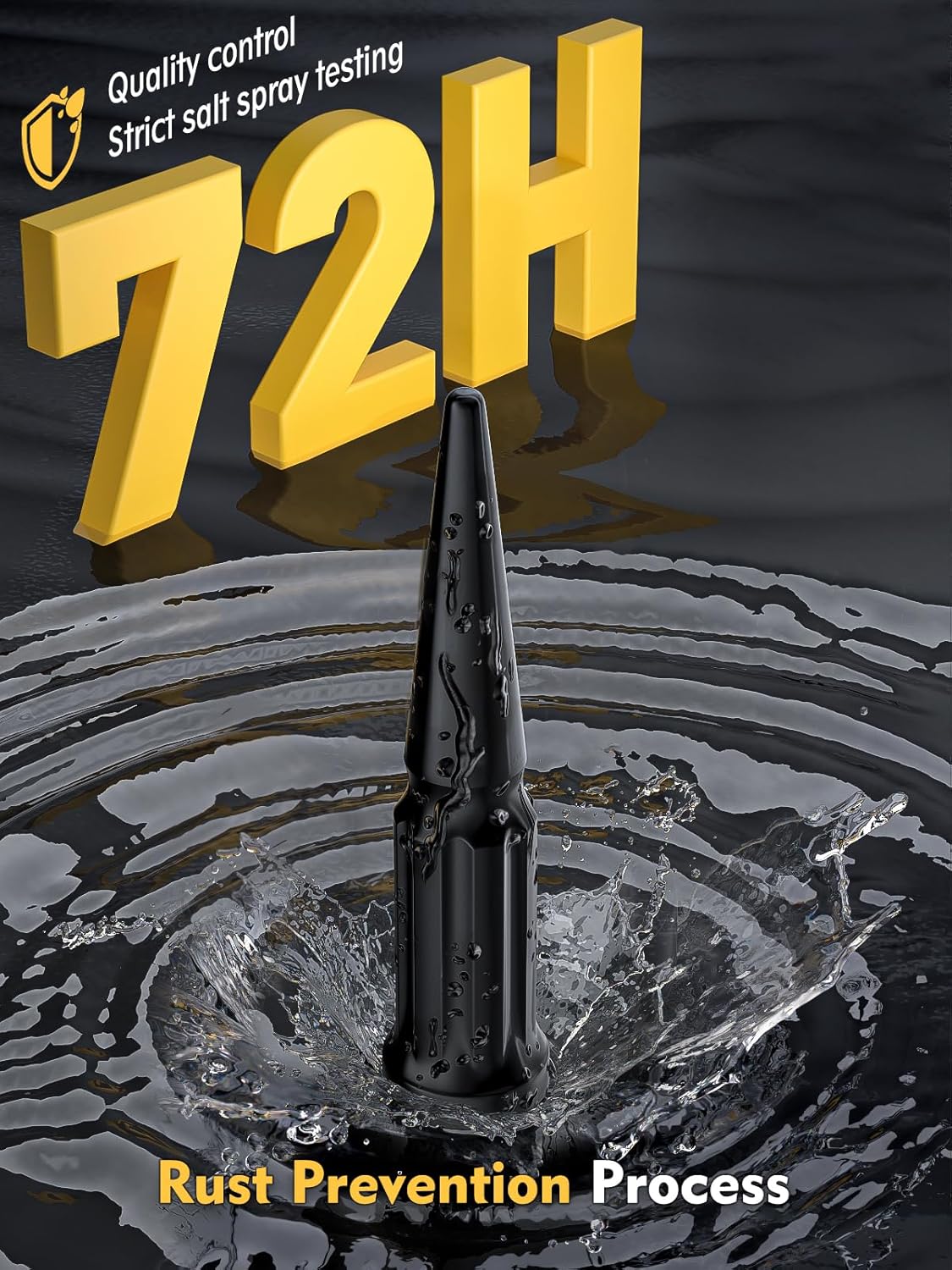 MIKKUPPA Tuercas de llanta de rueda de 12-20, 20 tuercas negras de 12 x 20 pulgadas sólidas de 4.4 pulgadas de alto con 1 llave de enchufe de