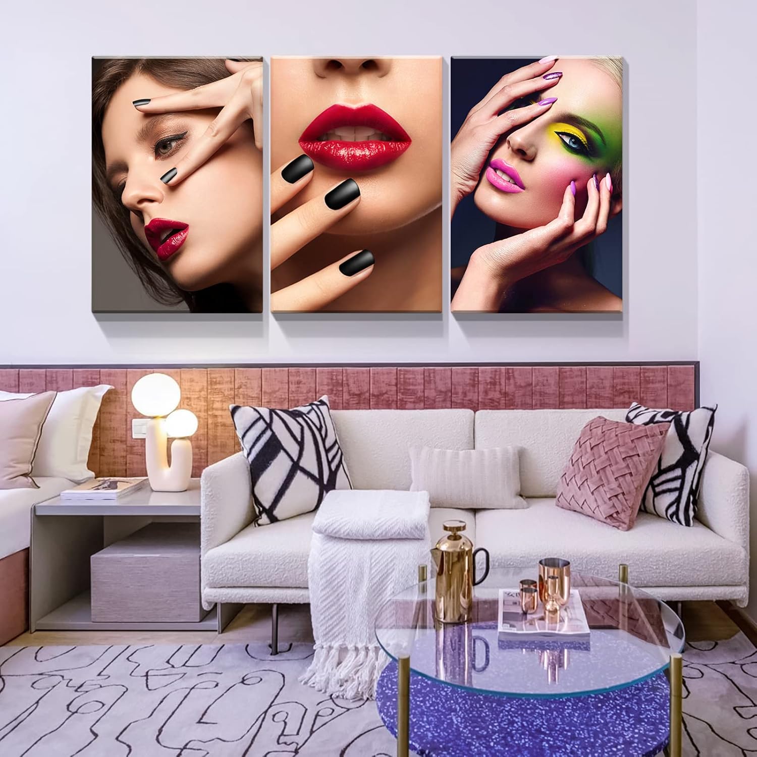 Denozer – Decoración de pared para sala de uñas de salón, lienzo, arte de pared, decoración de cuadros, marco de pintura, póster, manicura,