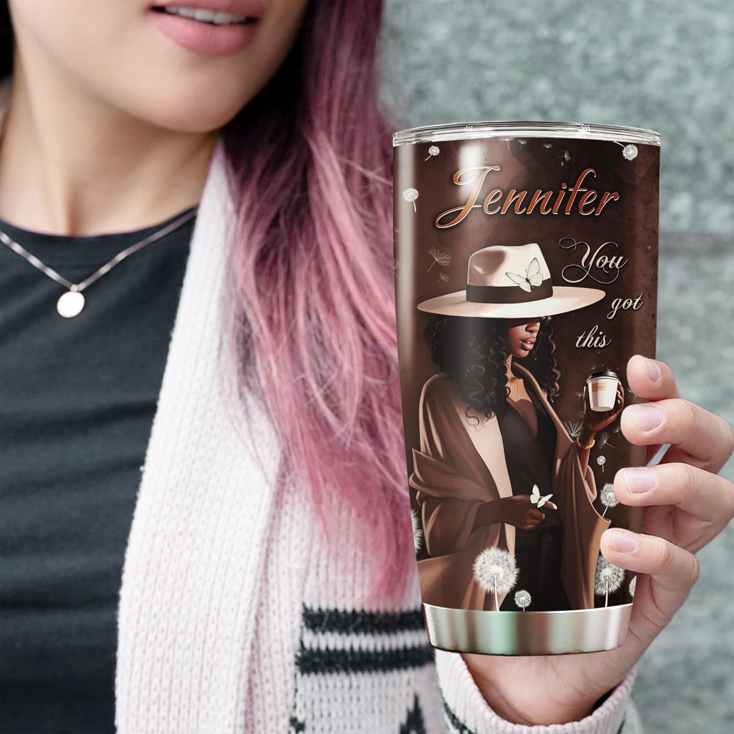 Vaso personalizado de reina negra con nombre personalizado de Jesús y café, 20 onzas, 30 onzas, taza de viaje con tapa, regalo para mujer africana,