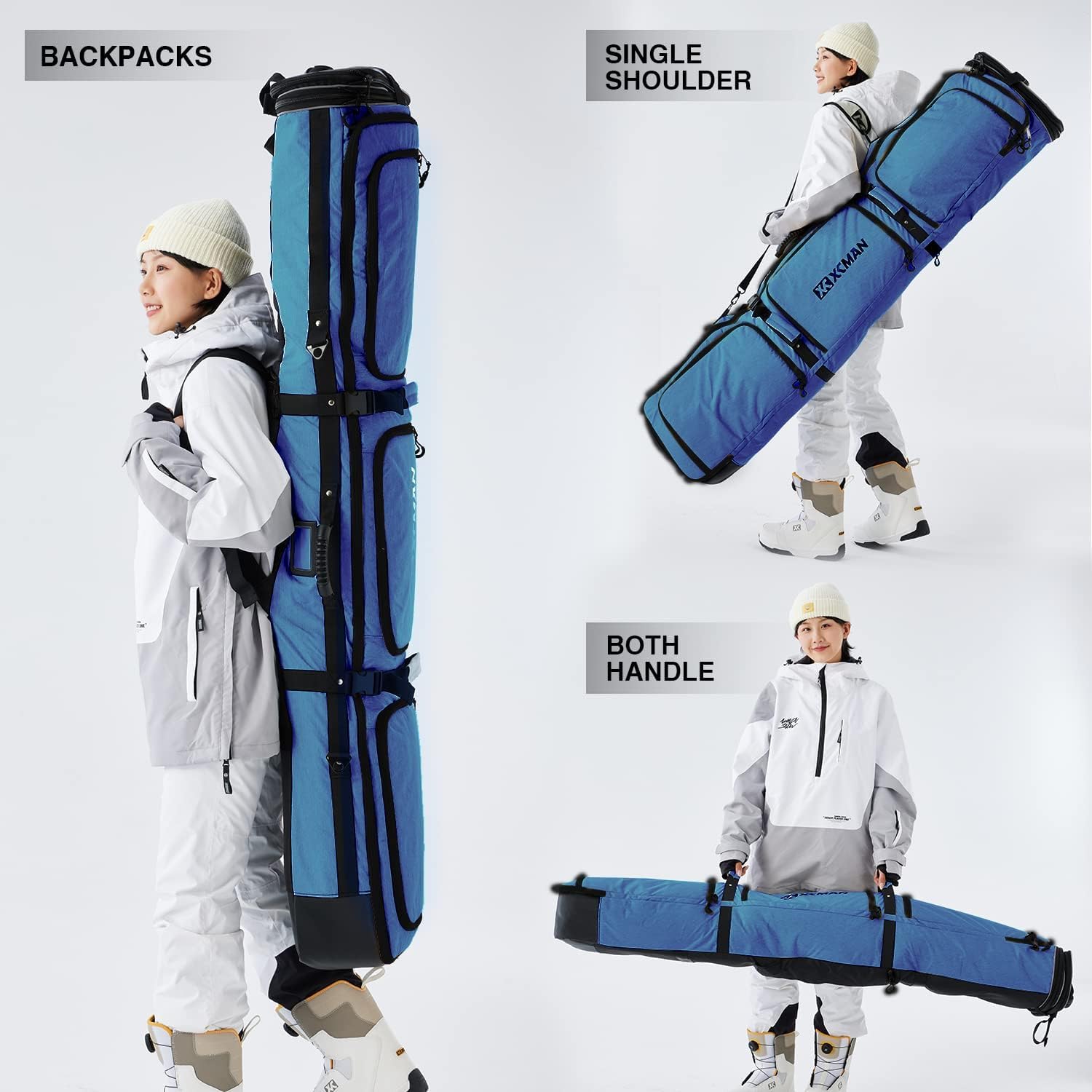 XCMAN Bolsa de snowboard con ruedas de longitud ajustable