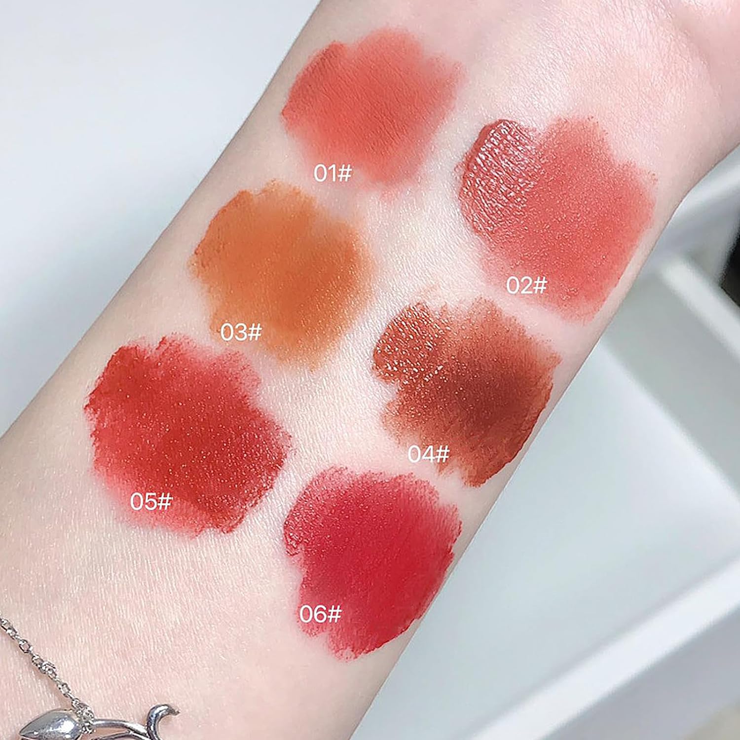 Juego de lápices labiales líquidos de terciopelo mate de 6 colores, lindo esmalte de labios de conejo 2 en 1, llavero para brillo de labios, tinte