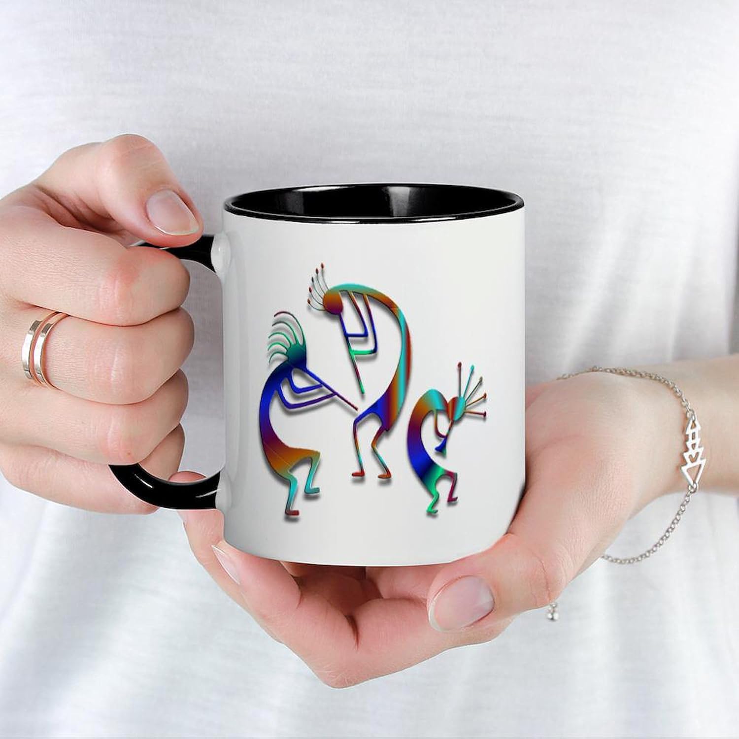 CafePress Three Kokopelli #109 – Taza de café de cerámica, taza de té, 11 onzas