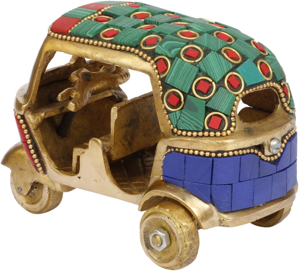 Artvarko Latón auto Rickshaw estatua de trabajo manual de piedras preciosas multicolor decoración del hogar regalo de pieza de exhibición.
