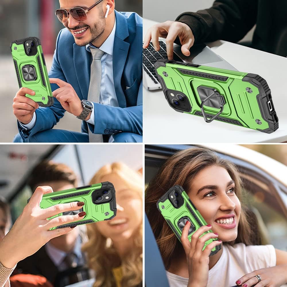 HNHYGETE Funda para iPhone 13, iPhone 14 con protector de pantalla HD, soporte giratorio de grado militar de 360 (resistente) a prueba de golpes