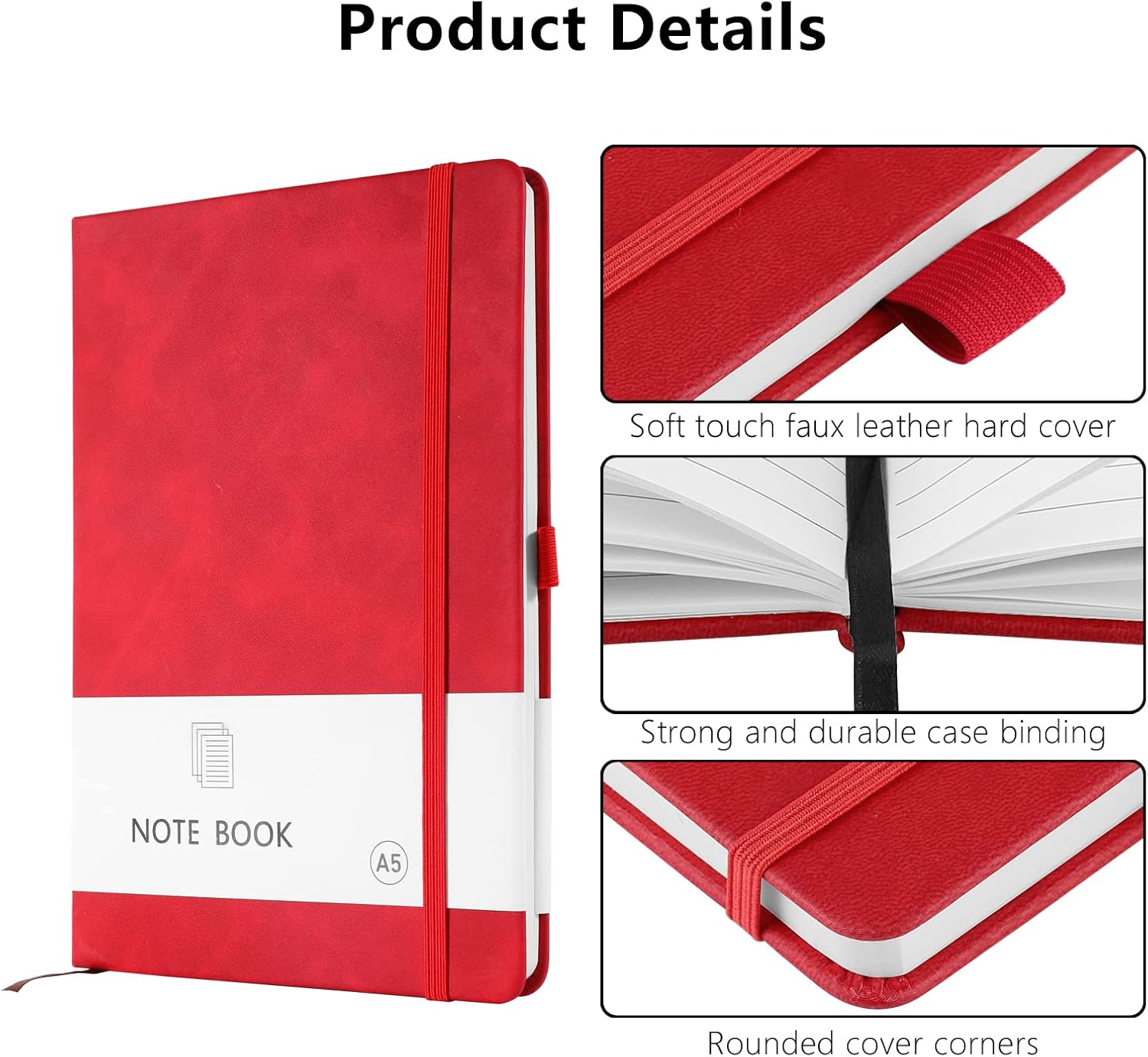 Diario para cuaderno, paquete de 3 cuadernos A5 para el trabajo, 3.53 ozm, papel grueso de alta calidad, 200 páginas, cuaderno de tapa dura A5 con
