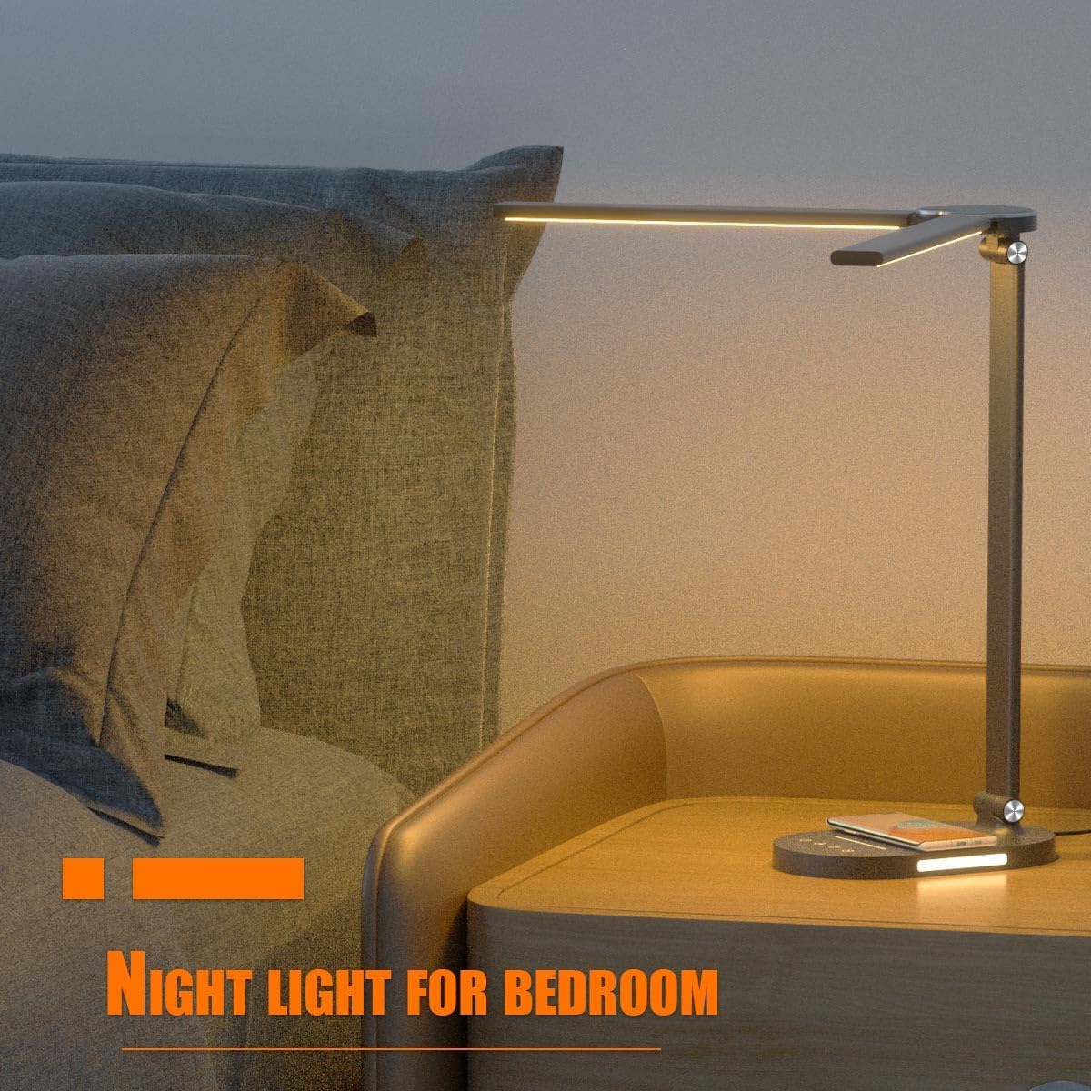 Lámparas de escritorio de doble cabezal 4.0 Pro, 80 LED para oficina en casa con cargador inalámbrico y puerto de carga USB, 5 modos, luz nocturna,