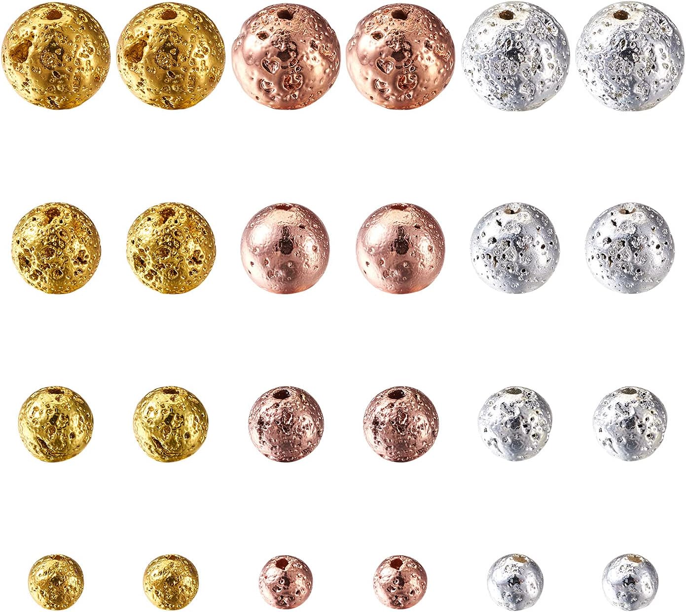 Craftdady 240 cuentas redondas naturales de piedra de lava de 0.394 a 0.394 pulgadas, piedras preciosas volcánicas sueltas, cuentas espaciadoras de