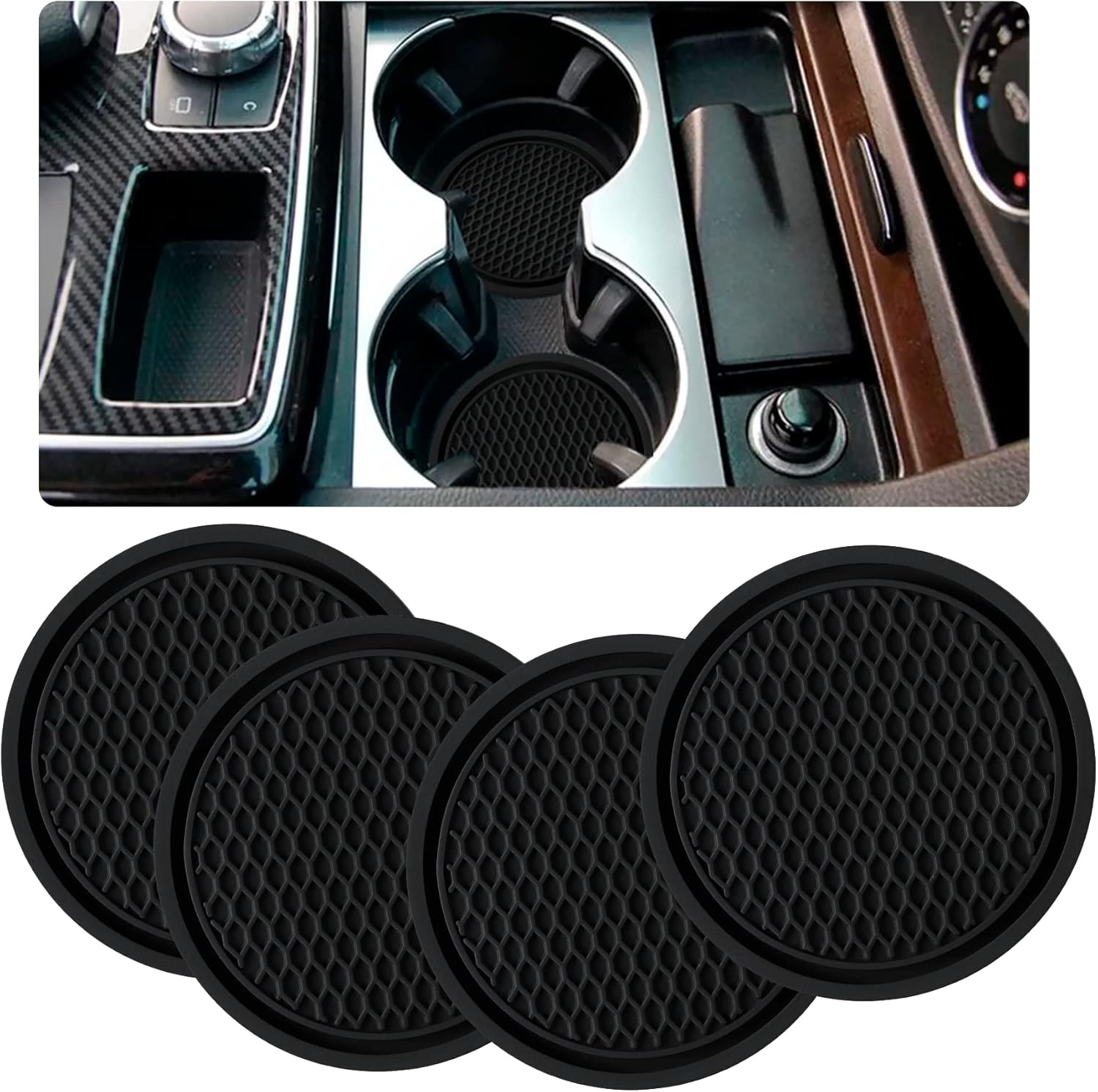 Portavasos para automóvil, paquete de 4 portavasos antideslizantes, antiarañazos, accesorios universales para el interior del vehículo para mujeres