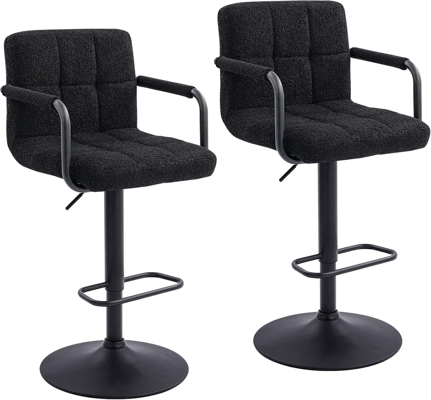 Furnimart Taburete de bar tapizado de sherpa artificial de 30 pulgadas, taburetes de bar ajustables, taburetes de bar giratorios de diseño moderno,