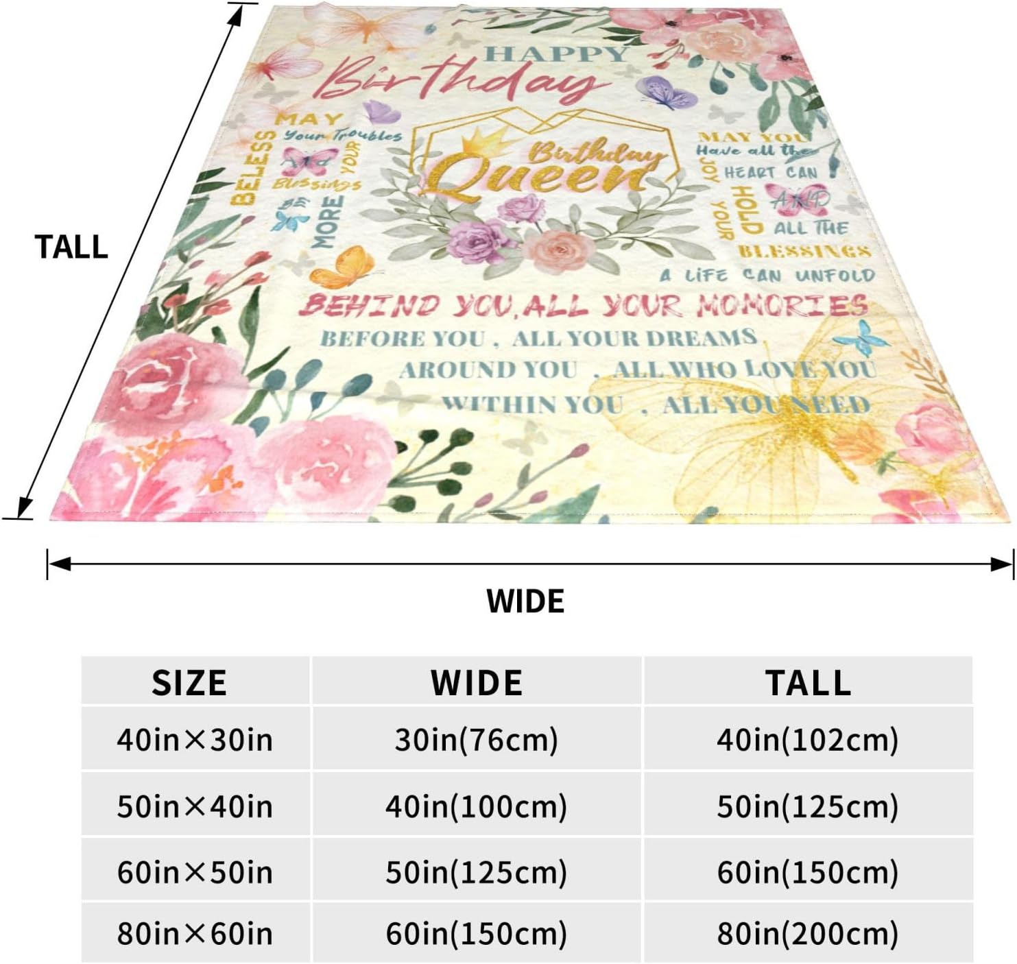UOER Manta de cumpleaños para niñas, regalos de feliz cumpleaños para mujeres, manta de franela suave de felpa, decoraciones de cumpleaños para