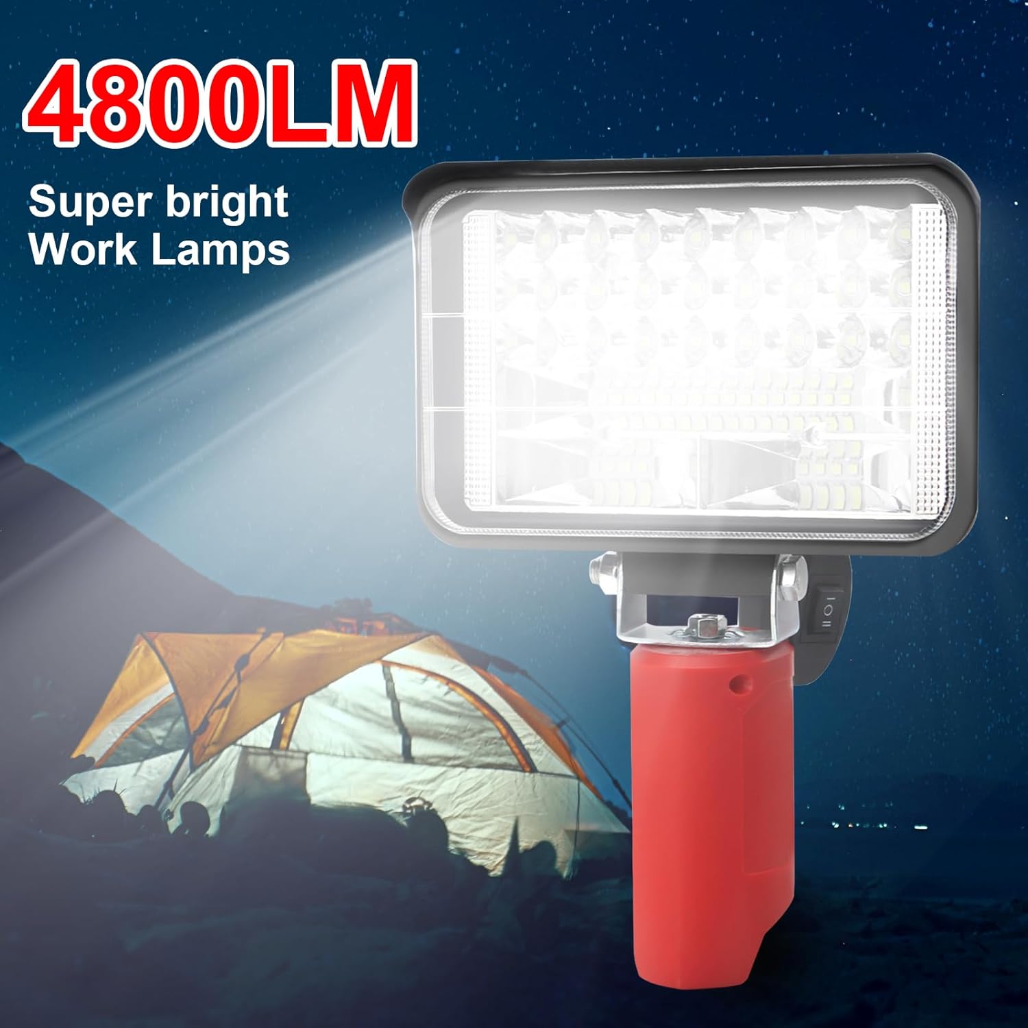 Luz de trabajo LED inalámbrica compatible con batería Milwaukee M12 de 12 V, linterna portátil de 4800 lm 32 W, luz de inundación con rotación de 90