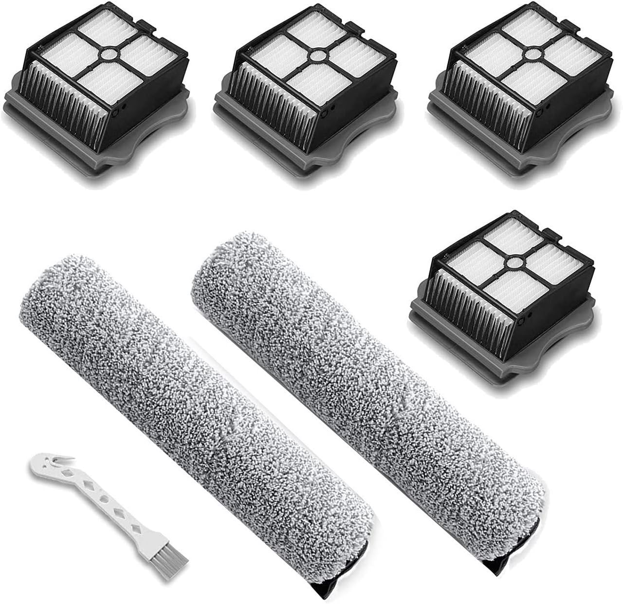 BeNtli Piezas de repuesto para aspiradora inalámbrica, paquete de 2 rodillos de cepillo + 4 filtros de vacío, compatibles con Tineco IFloor 3Floor