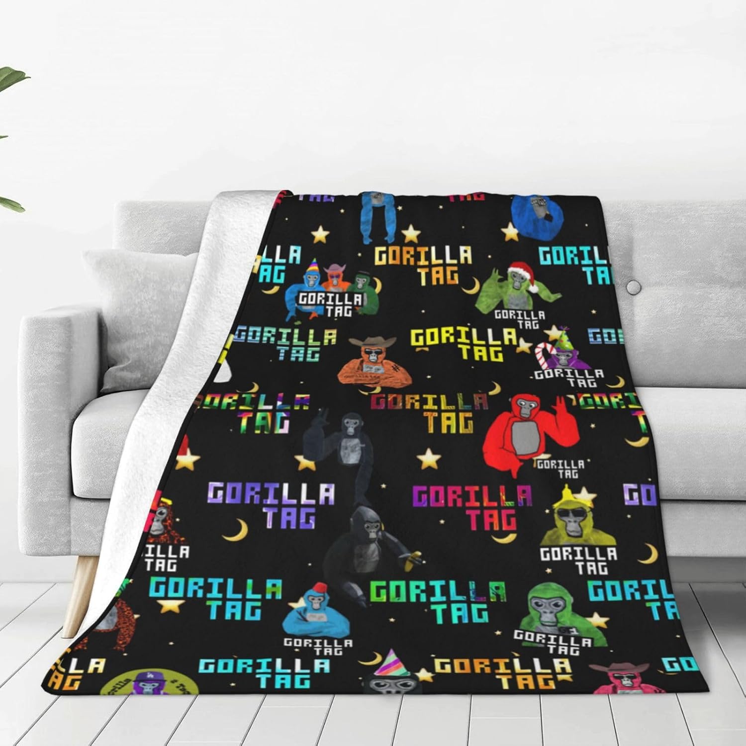 Gorilla Manta cálida y suave de gorila para cama, sofá, decoración de fiesta, juego, regalo de 50 x 40 pulgadas