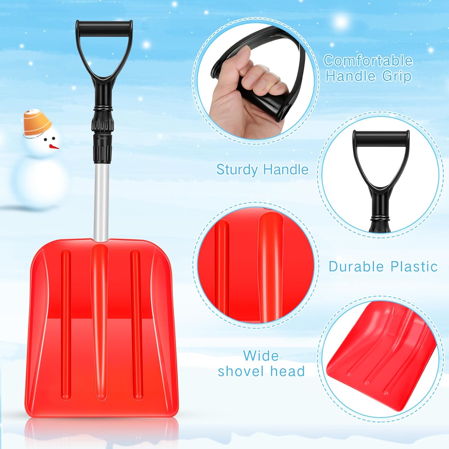 4 piezas de pala de nieve para niños, pala de plástico para excavar, palas de playa ligeras y portátiles para niños y niñas, hogar, patio, jardín,