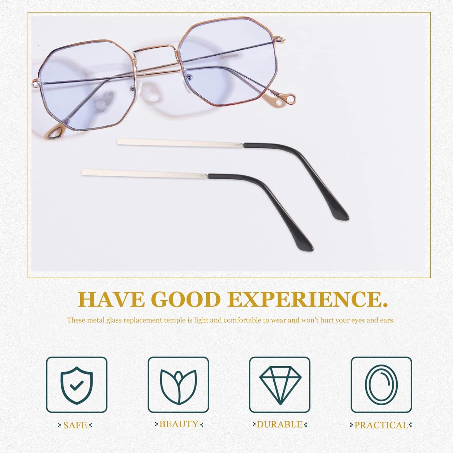 iplusmile 1 par de lentes de metal de repuesto para lentes de templo, puntas finales de marco, lentes de sol universales