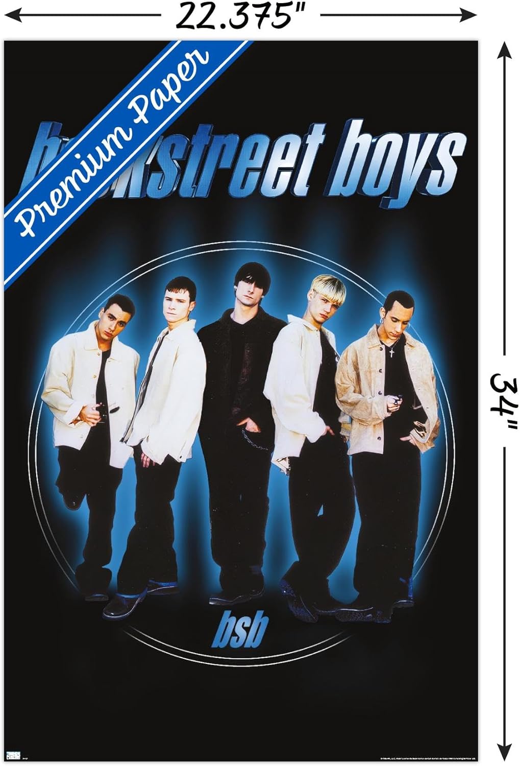 Trends International Backstreet Boys – Póster de pared circular, 22.37 x 34.00 pulgadas, paquete de póster y montaje prémium