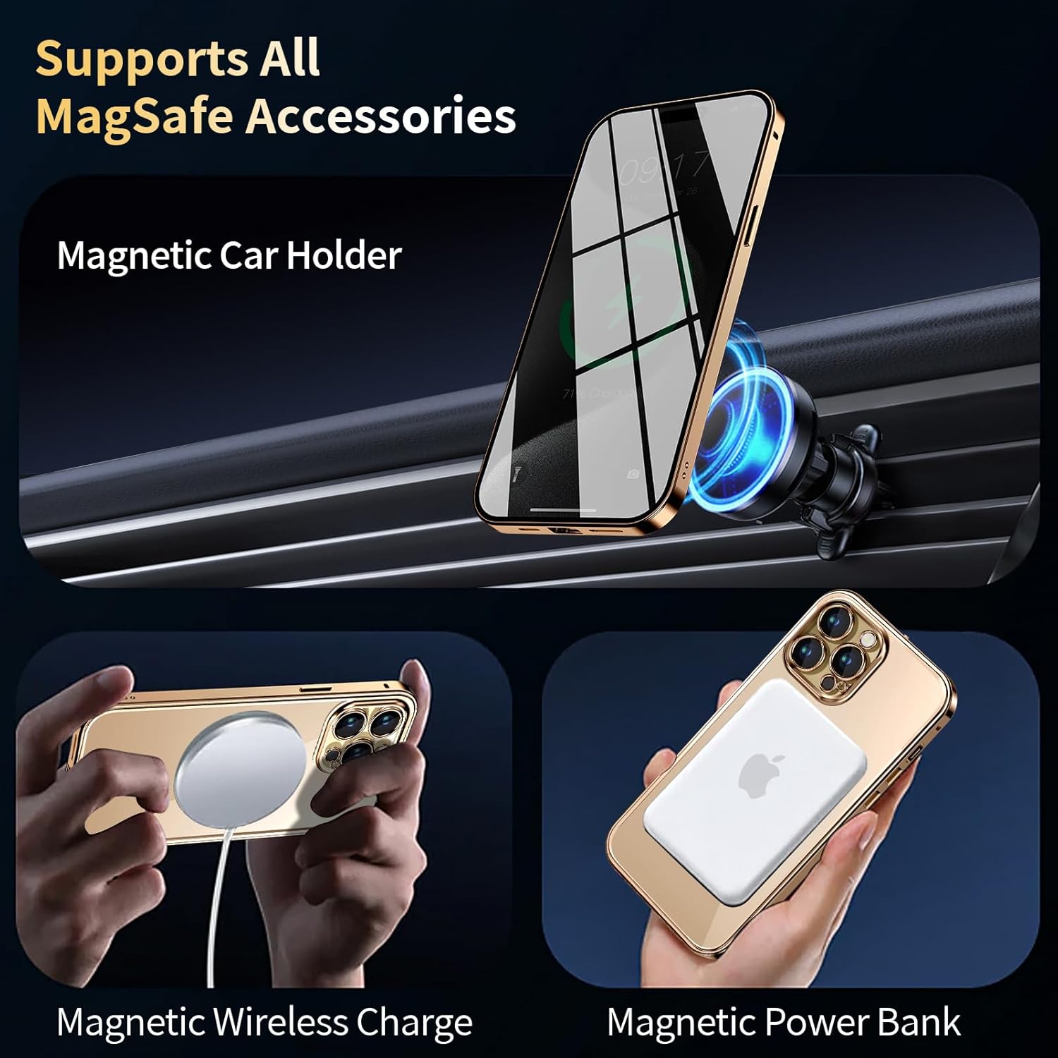 Funda magnética de privacidad para iPhone 15 Pro con anillo de metal CD y bloqueo desplegable automático compatible con MagSafe protección de lente