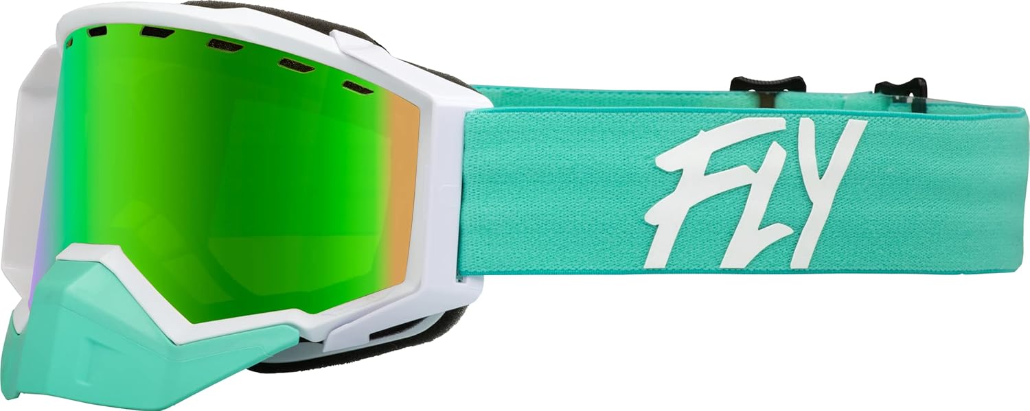 Fly Racing Gafas de nieve Zone 2023 (mentablanco con espejo verdelente ámbar, adulto)