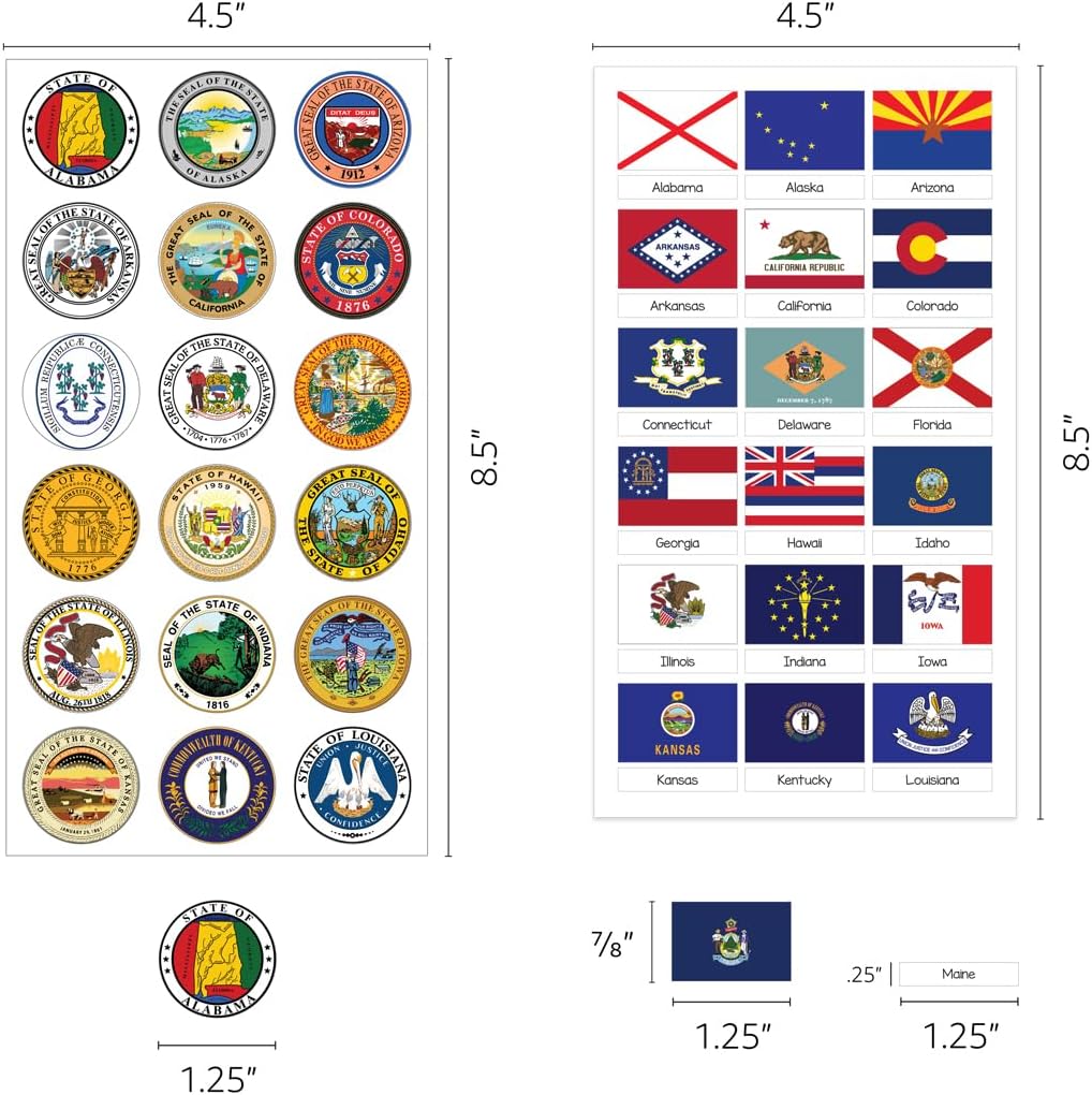 Hygloss Productos 10 libros de pasaporte en blanco con 108 banderas y sellos de Estados Unidos, para niños y profesores, incluye las 50 banderas y