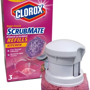 Clorox ScrubMate fregador de cocina de mano, más 3 almohadillas de recambio Clorox ScrubMate fregador de cocina de mano, más 3 almohadillas de recambio