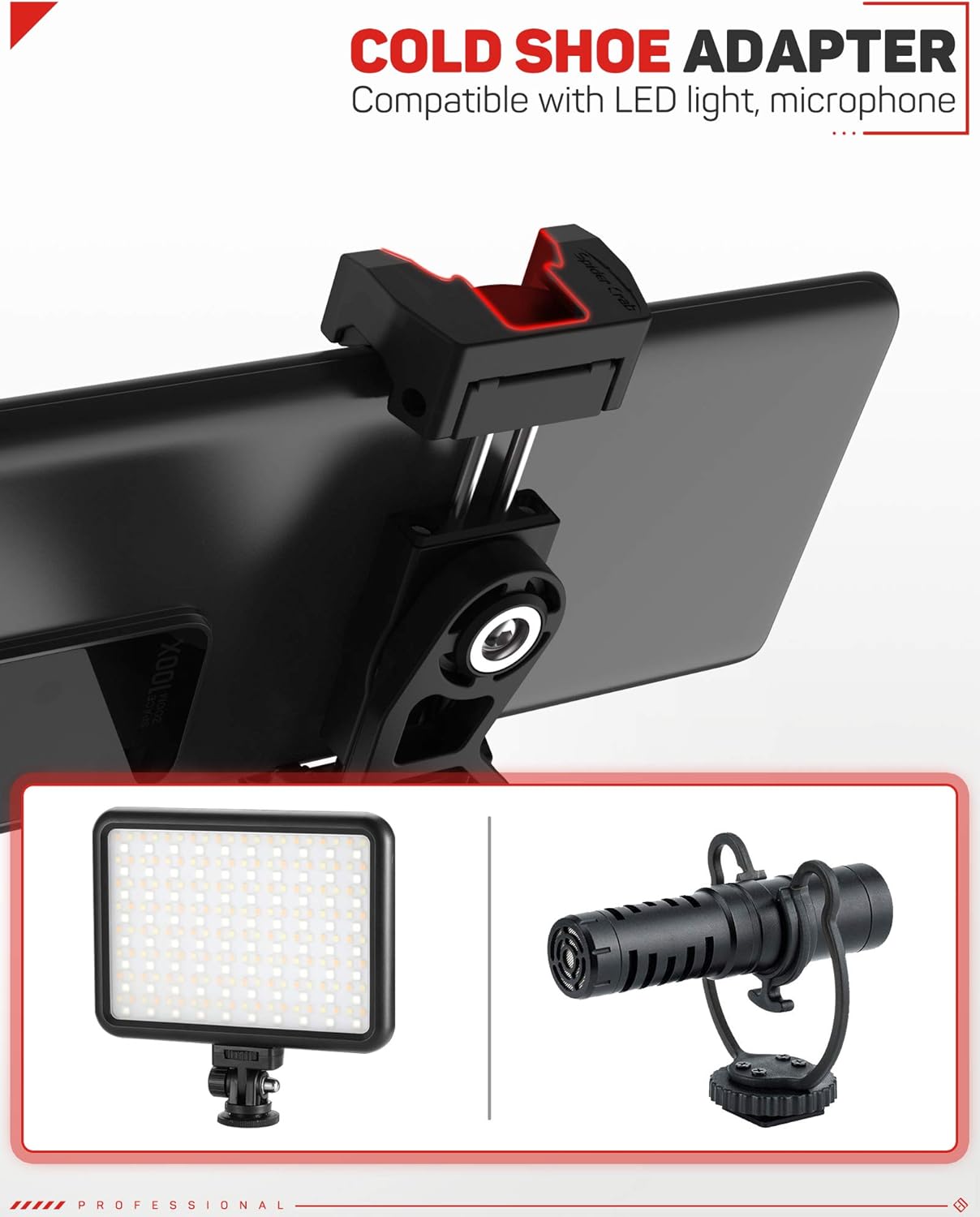 IFOOTAGE Adaptador universal de montaje de trípode para teléfono con zapata fría, soporte de teléfono celular de rotación de 360 para trípode,