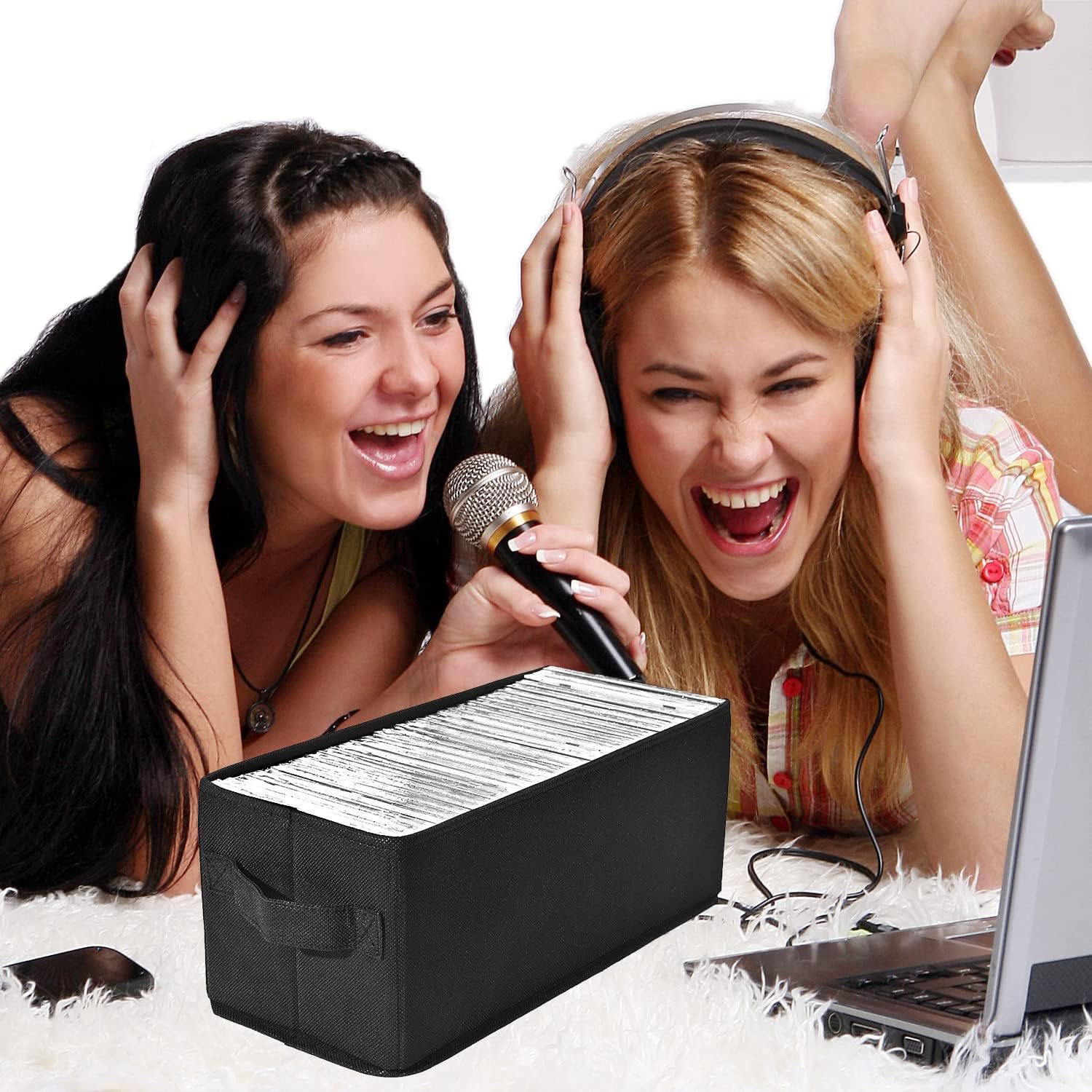 Cajas de almacenamiento para CD  Paquete de 4 cajas de CD  13.2 x 5.9 x 5.3 pulgadas, contenedor con capacidad para 30 CD en estuches completos, 60