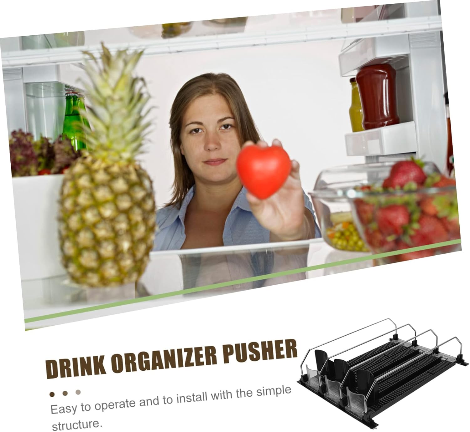 UPKOCH Dispensador automático de bebidas para nevera, mini refrigerador, organizador de botellas de agua para gabinete, empujador de bebidas,