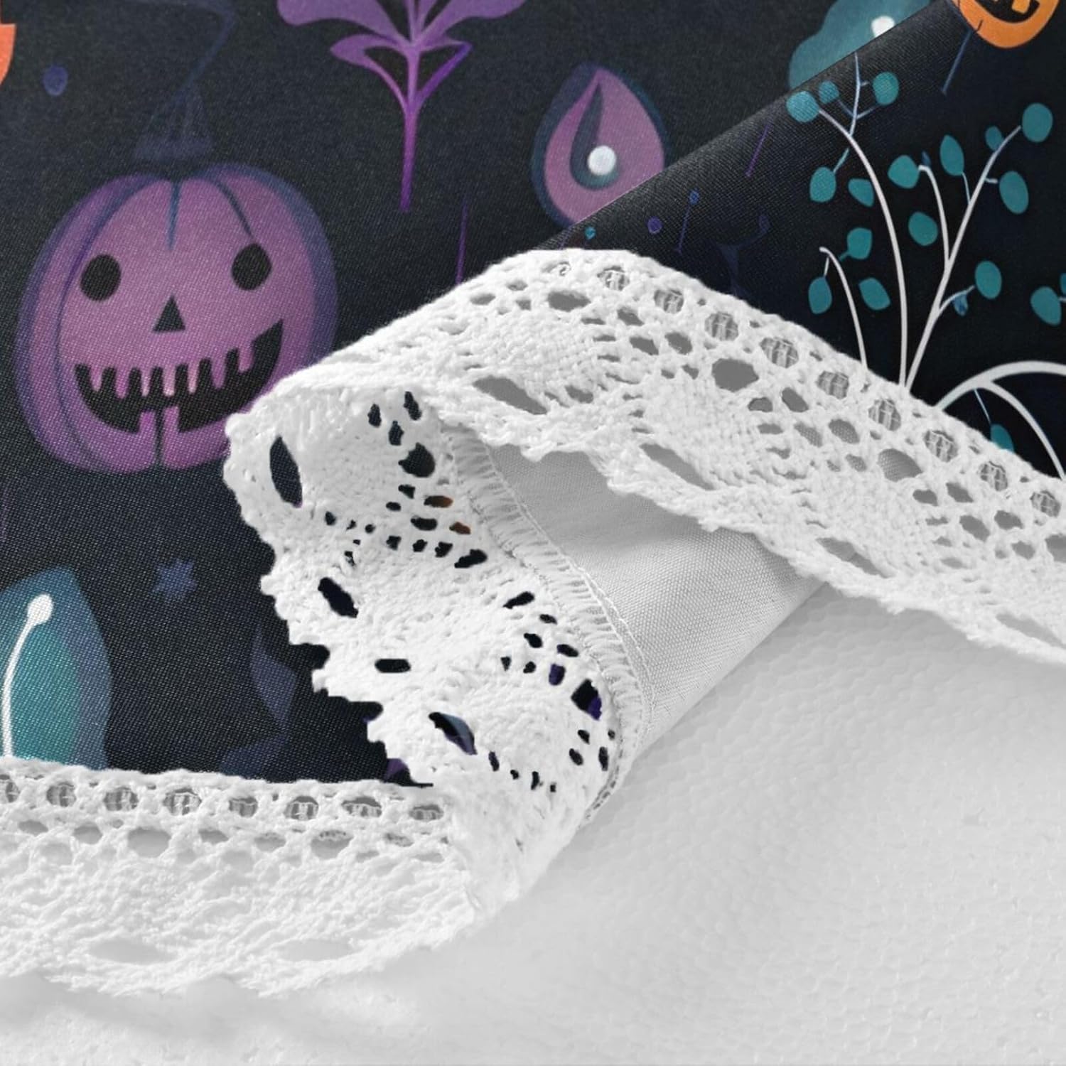 ZOEO Mantel redondo de calabazas de Halloween con hojas de 60 pulgadas, reutilizable, mantel circular de poliéster, lavable, mantel circular para