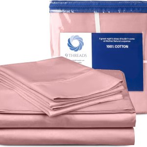 9Threads Sábanas de satén 100 % algodón de 400 hilos, con bolsillo profundo, sábanas de algodón vigorosas, frescas y fuertes (rosa claro, 9Threads Sábanas de satén 100 % algodón de 400 hilos, con bolsillo profundo, sábanas de algodón vigorosas, frescas y fuertes (rosa claro,