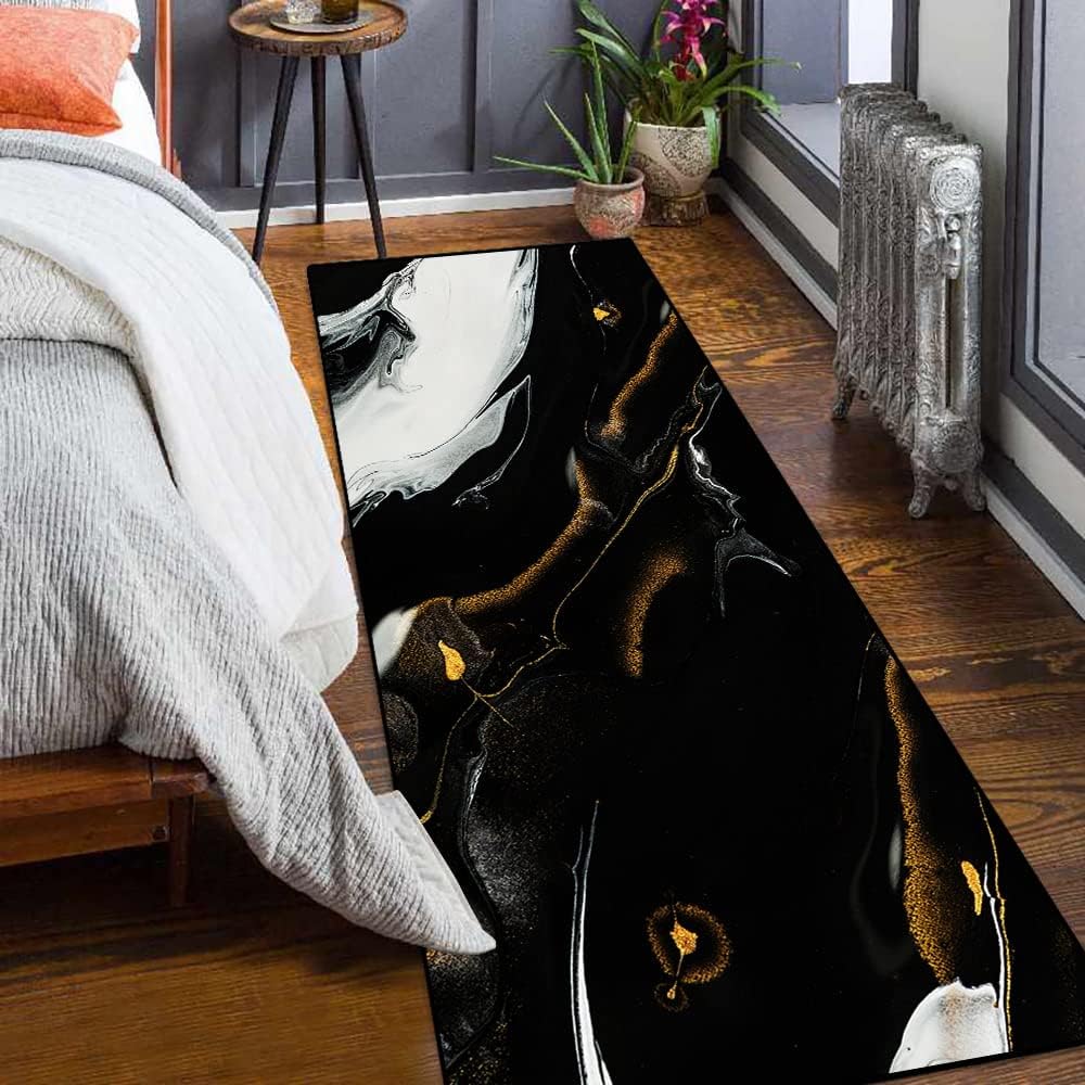 Alfombra de pasillo de lujo, moderna y abstracta, con textura de mármol, para entradas, pasillos, dormitorio, lavandería, cocina, lavable,