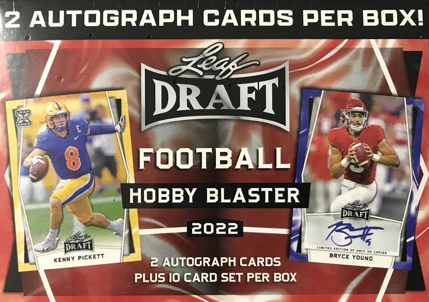 2022 Leaf Football Draft Picks HOBBY Blaster Box with a including Kenny Pickett Complete 10 Card Set and 2 GUARANTEED AUTOGRAPHS with Chance for
