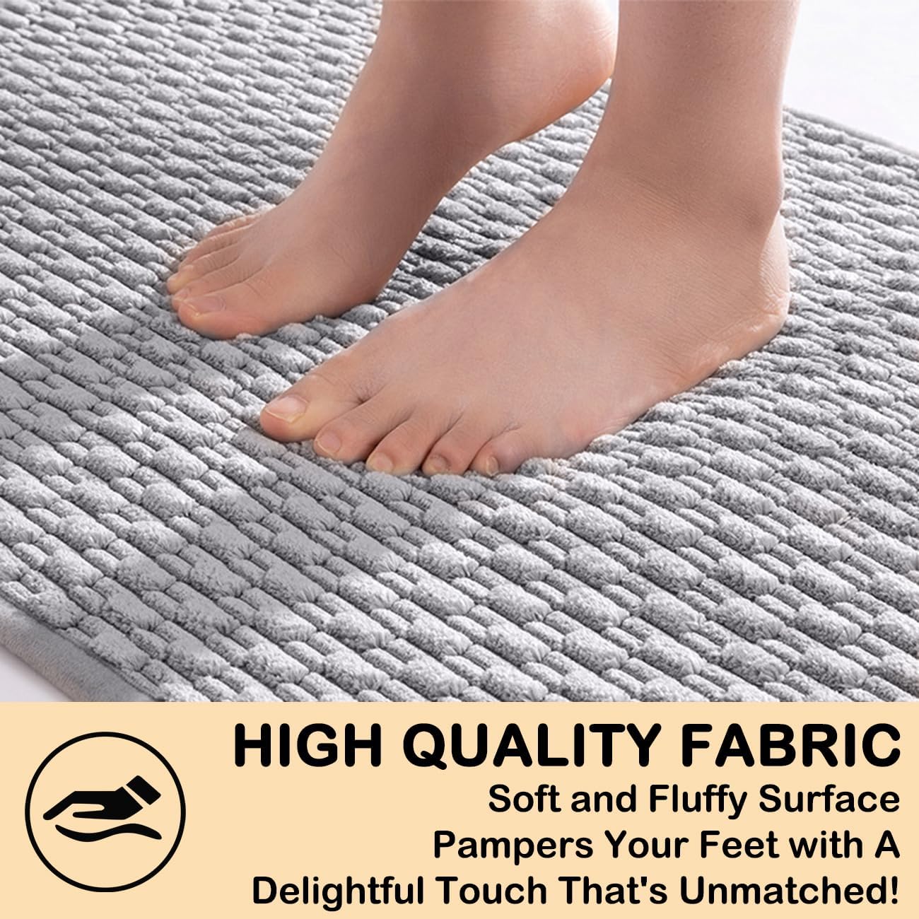 Fouldet Tapete de baño geométrico de color liso, suave, absorbente de agua, de secado rápido, antideslizante, lavable a máquina, alfombra de baño