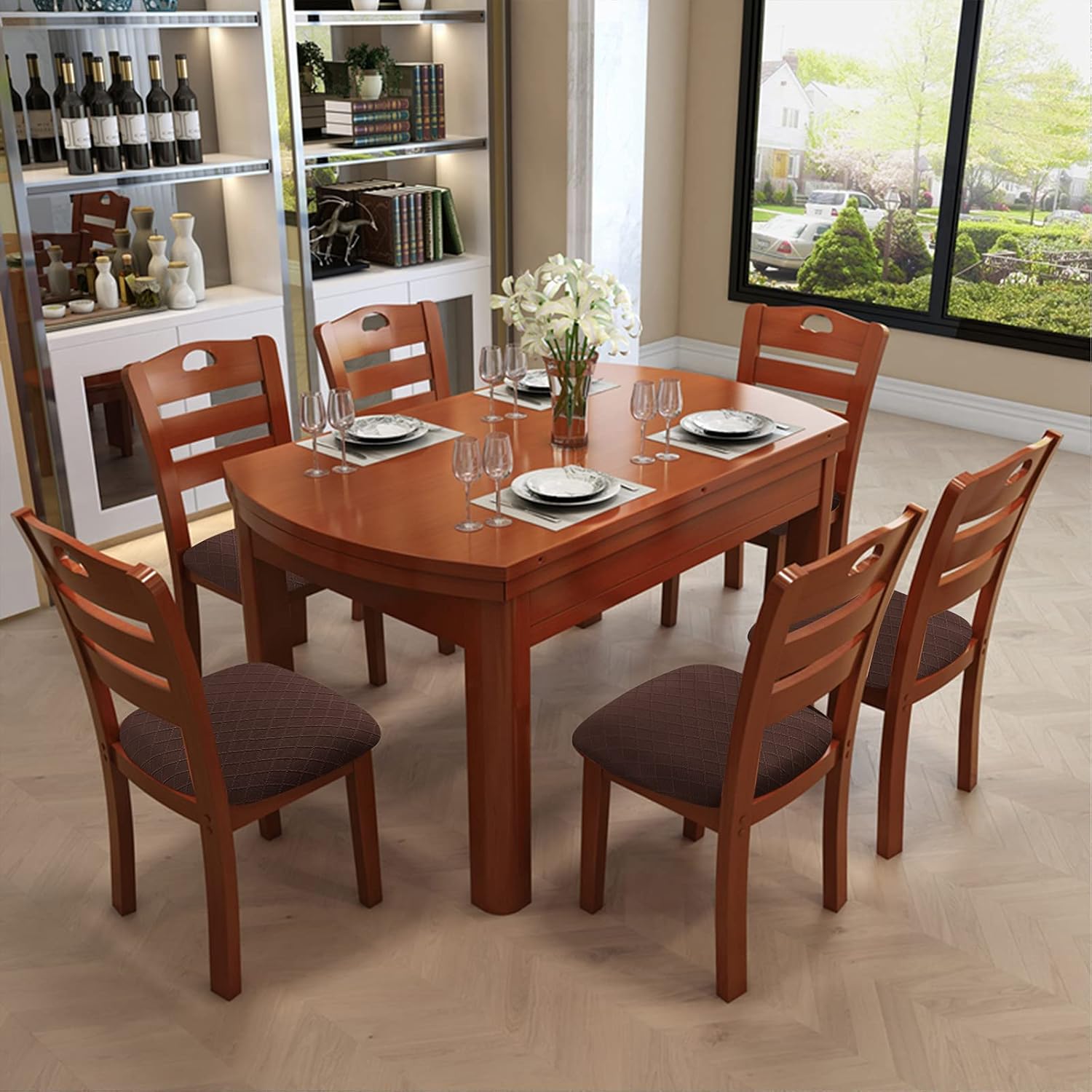 Genina Fundas de asiento impermeables para sillas de comedor, fundas para sillas de comedor, fundas para sillas de cocina (chocolate, 6 piezas)