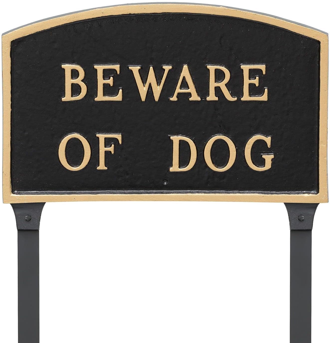 Placa de pared o césped Arch Beware Of Dog – Aluminio recubierto de polvo – Resistente a los rayos UV – Fácil de instalar