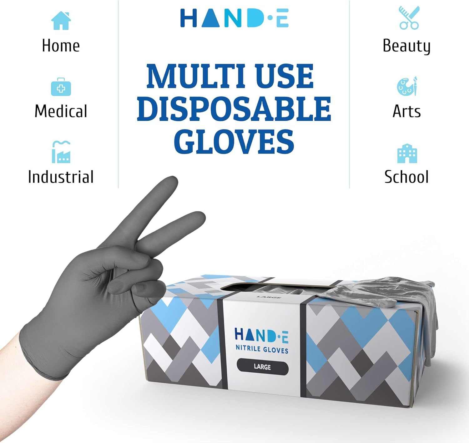 Hand-E Touch Disposable Grey Nitrile Gloves 200 Count, Latex Free Medical Gloves